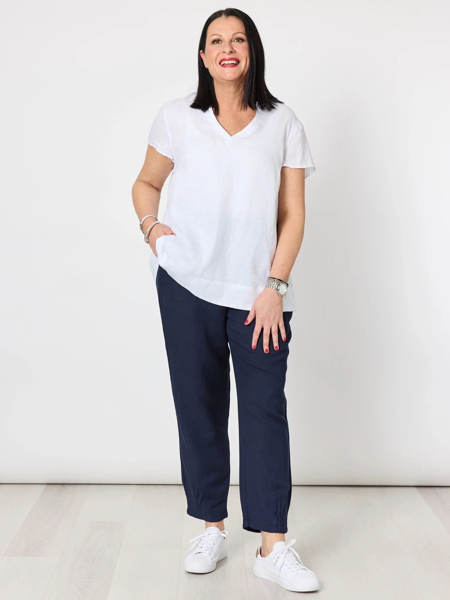 Lino Tapered Pant - Navy