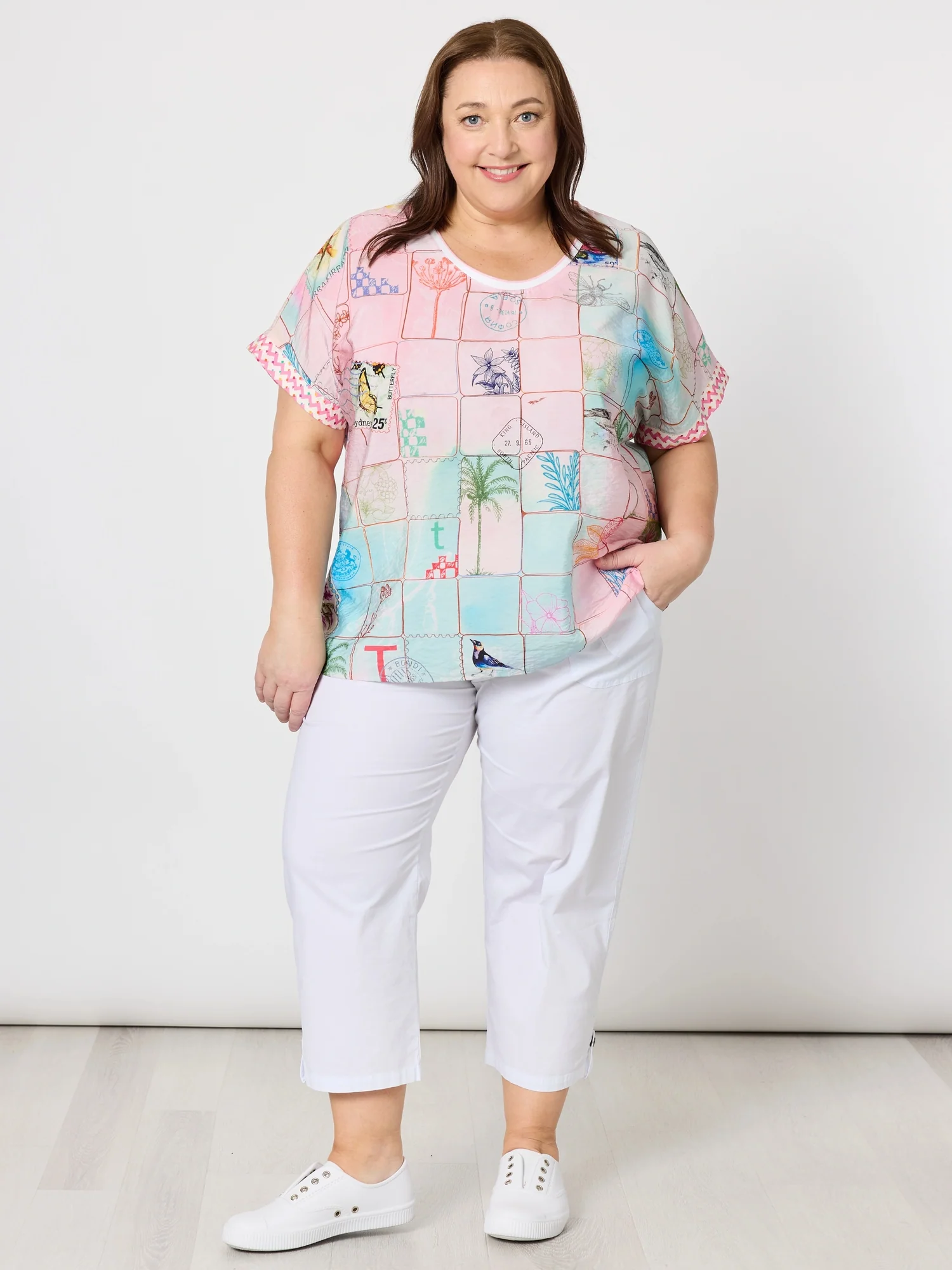 Capri Print Top - Pastel Multi