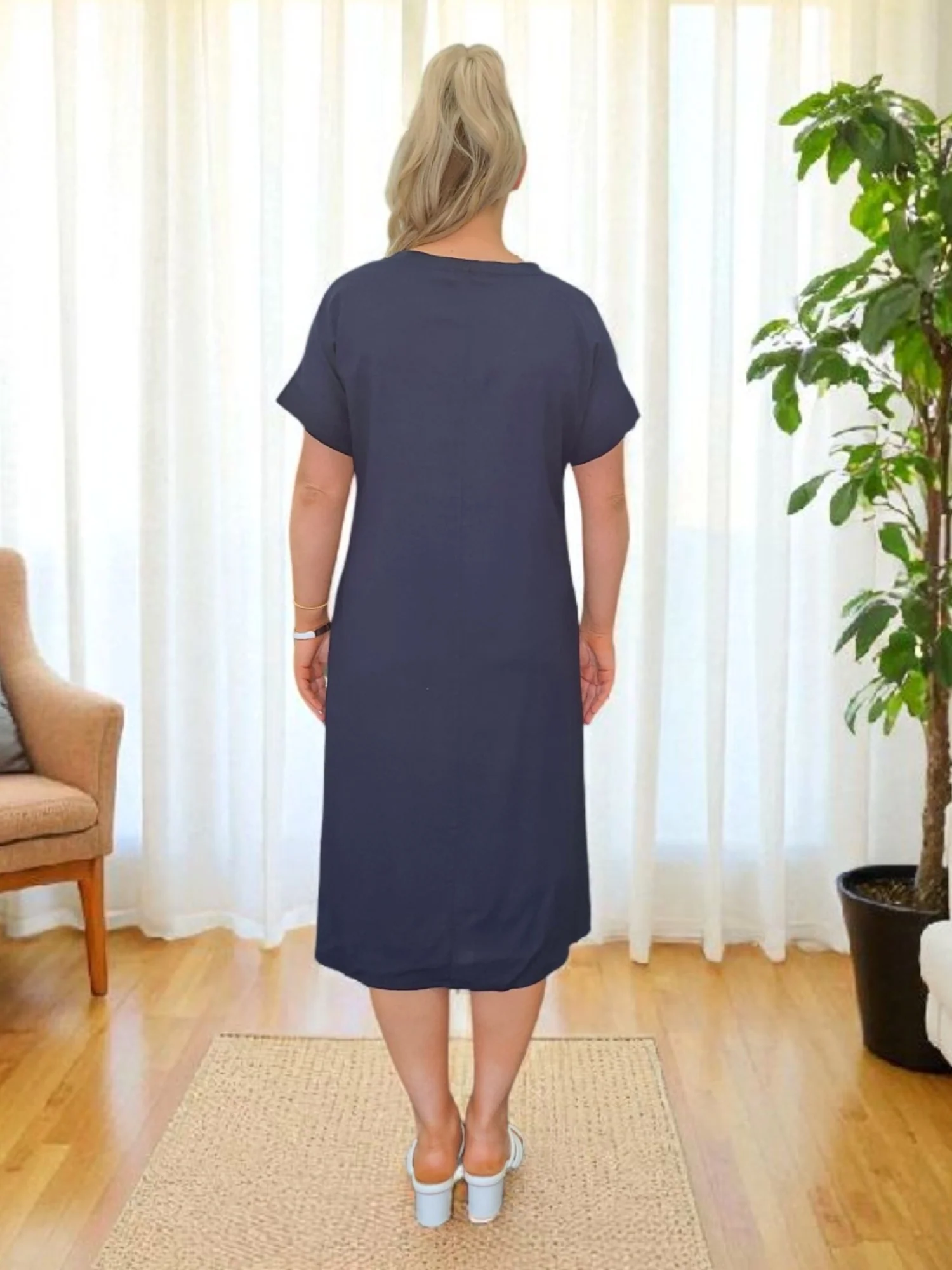Circle on Circle Dress - Navy