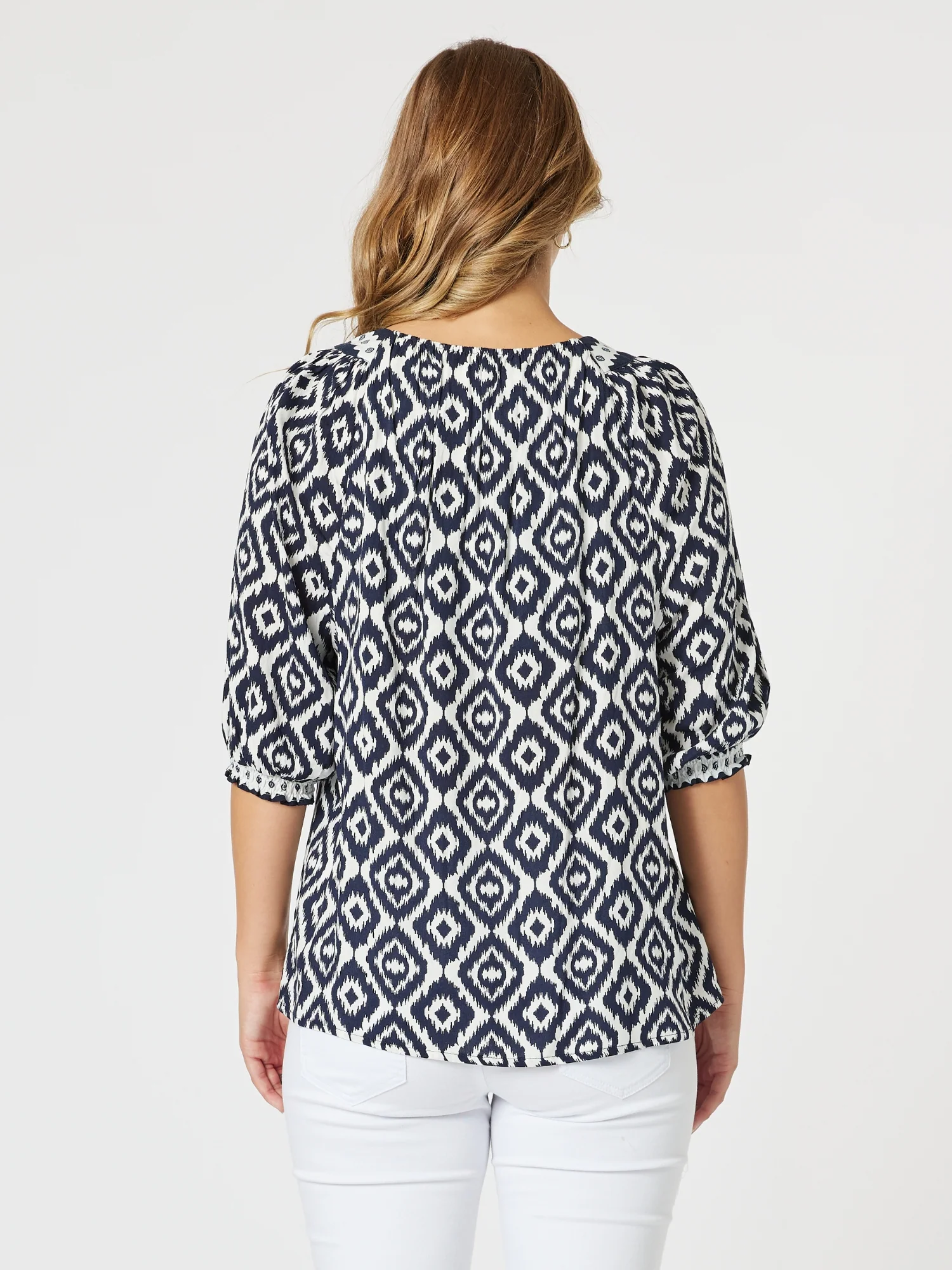 Diamonds Are Forever Print Top - Navy/White