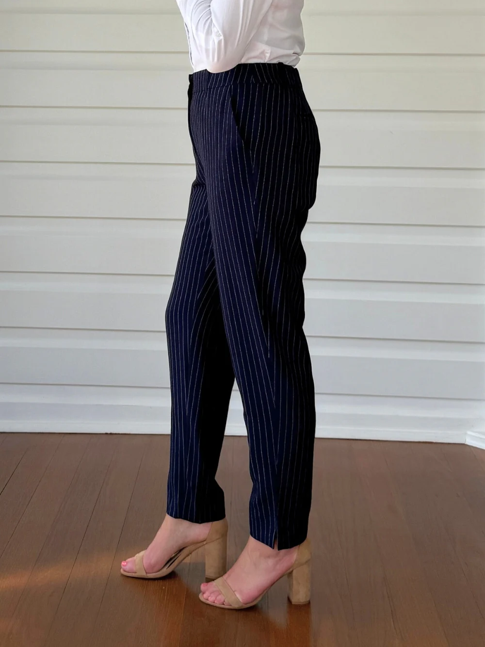 Beckham Pinstripe Pant - Navy/White