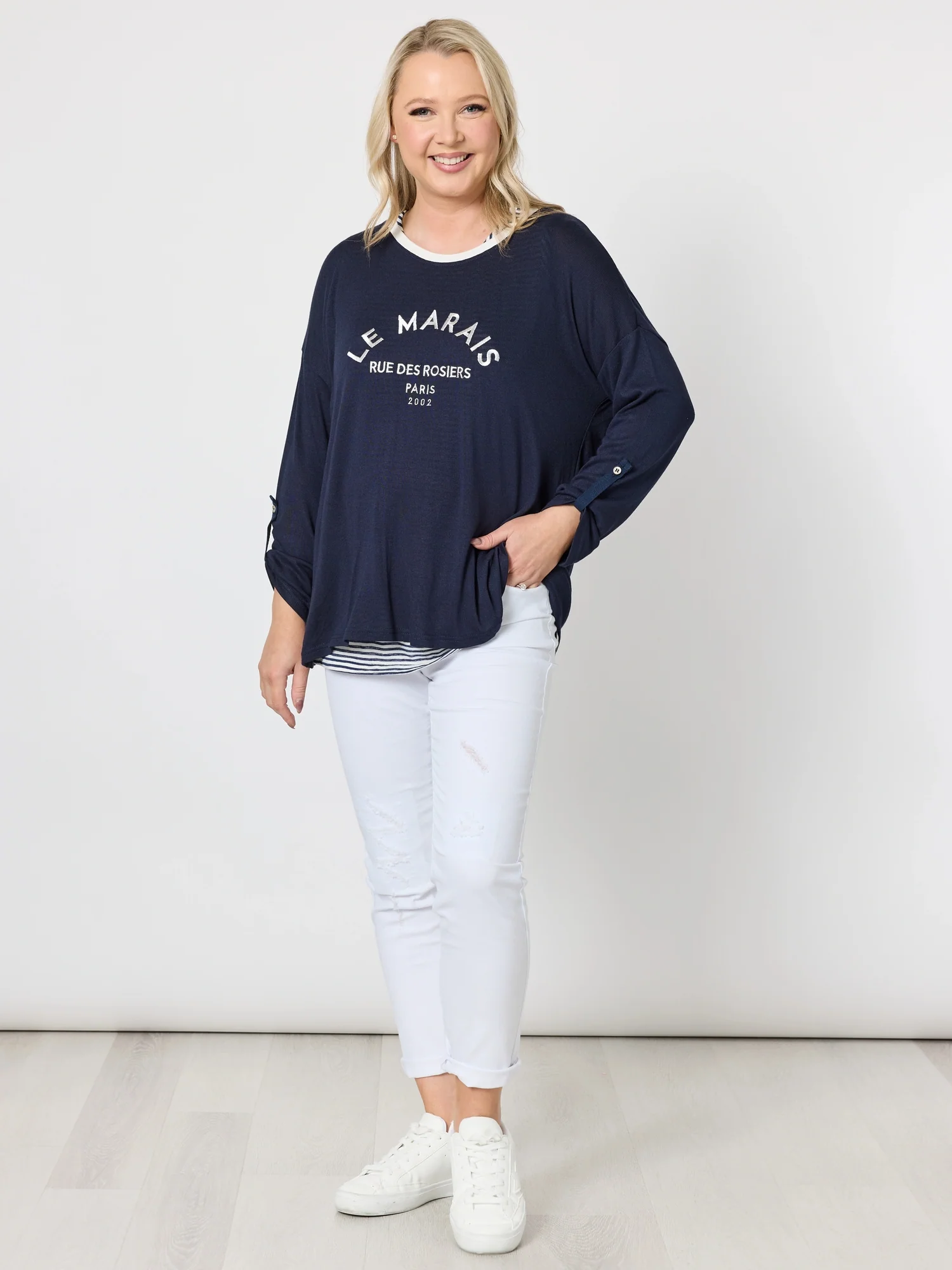 Le Marais 2 in 1 Top - Navy/White