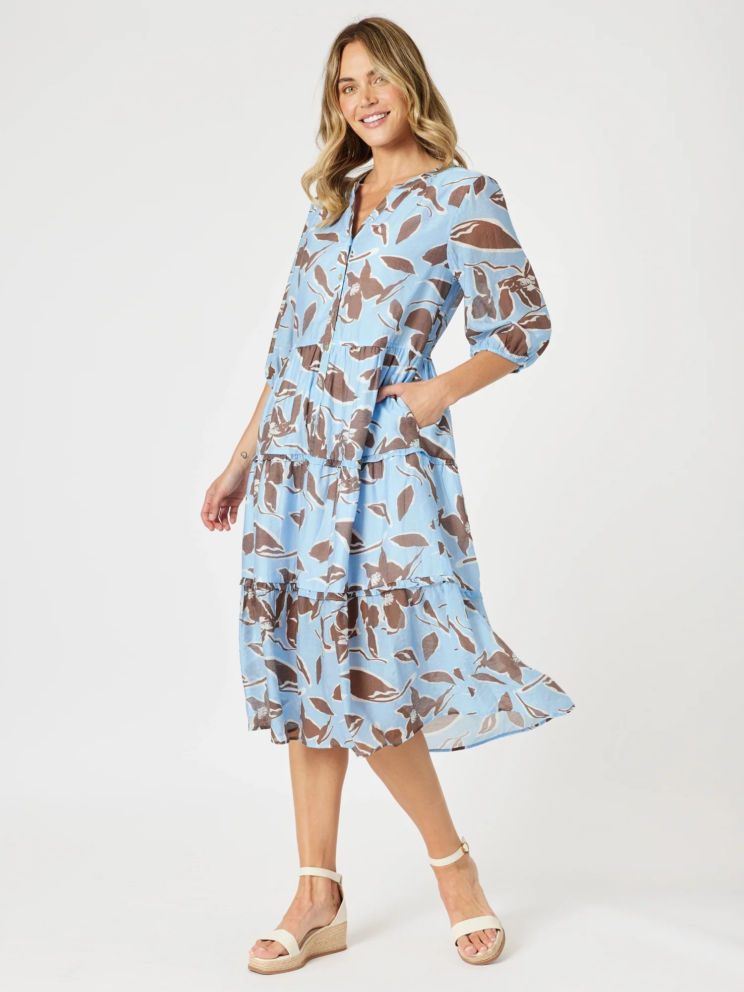 Kensington Floral Print Dress - Blue Koko