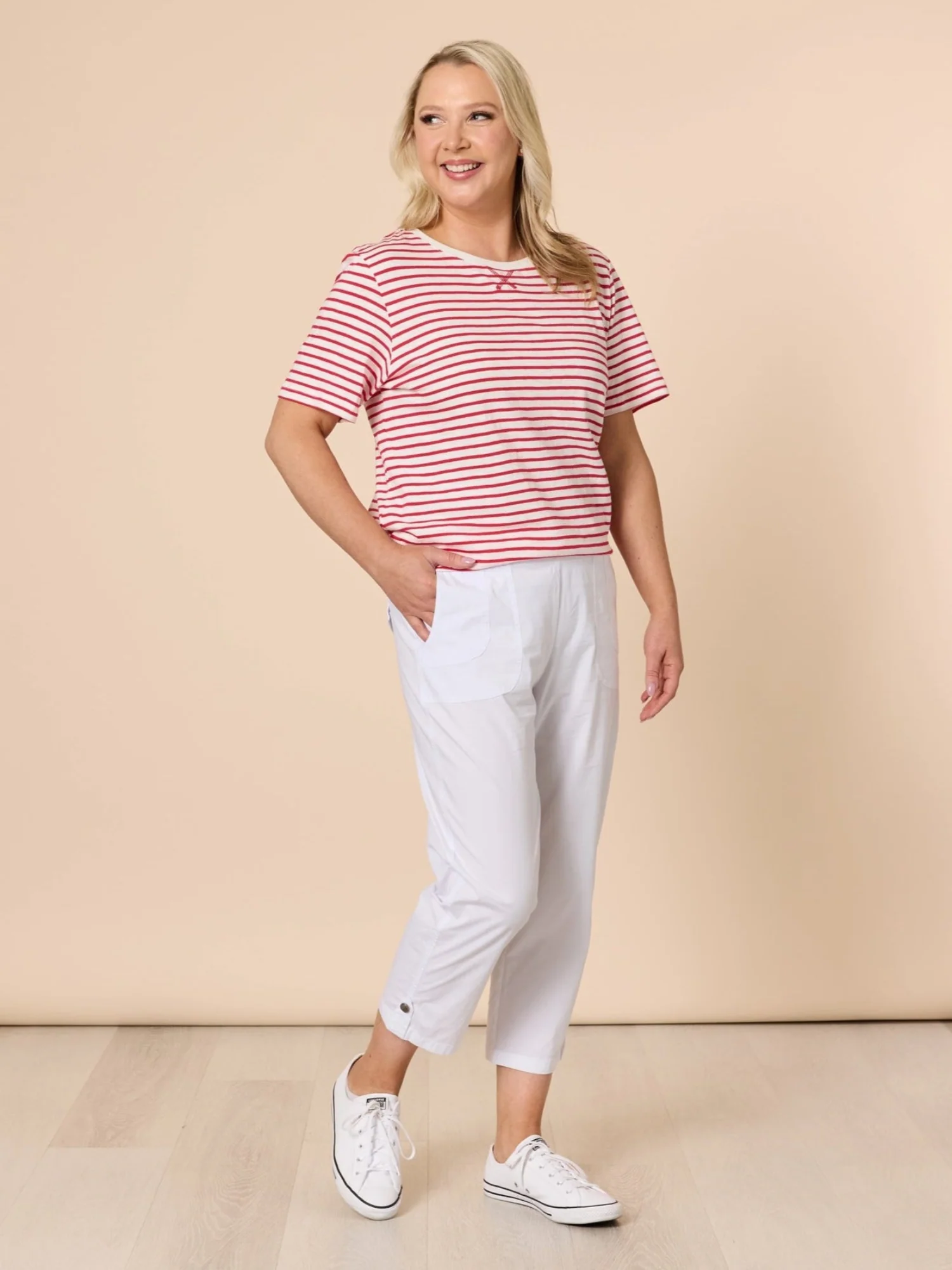 Santorini Cropped Cotton Pant - White