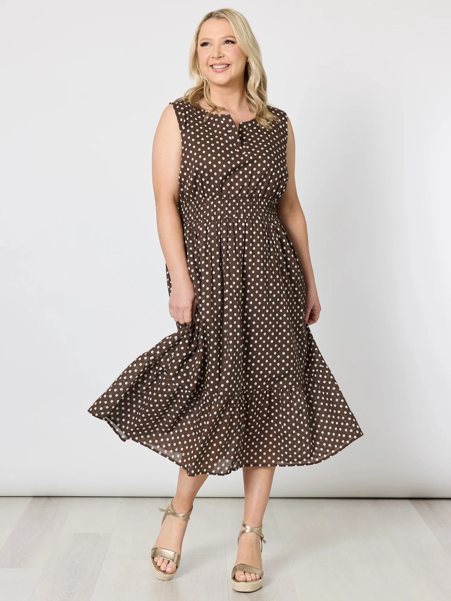 Get Spotty Print Dress - Koko White