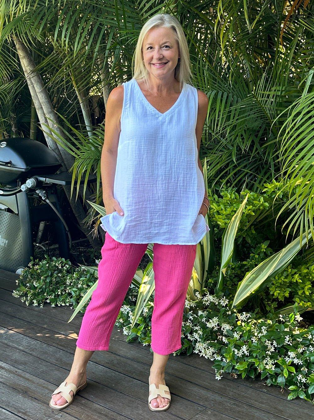 Byron Cotton Tank Top - White