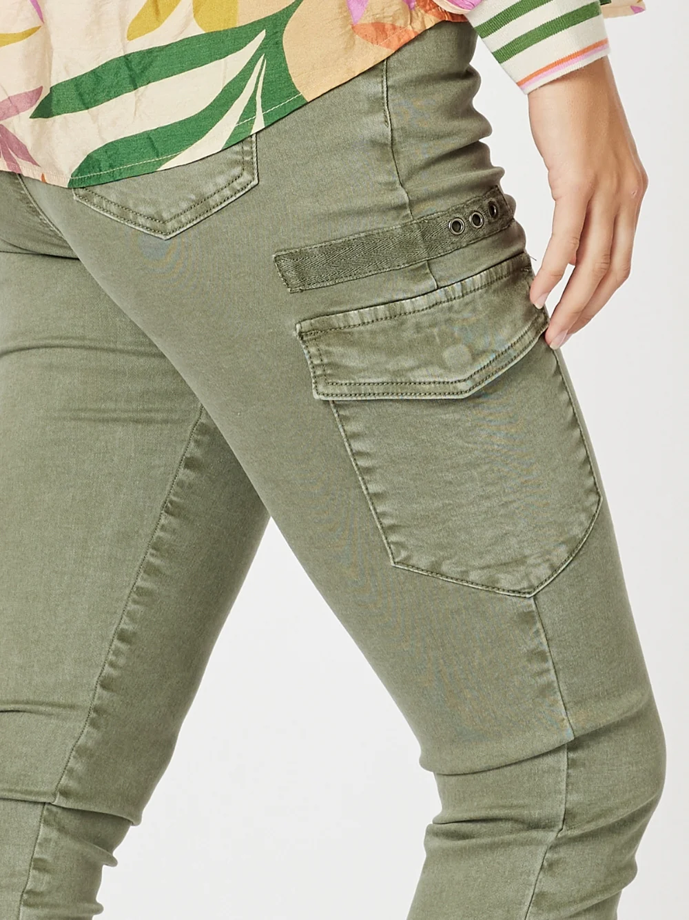 Paige Cargo Slim Leg Jean - Washed Khaki