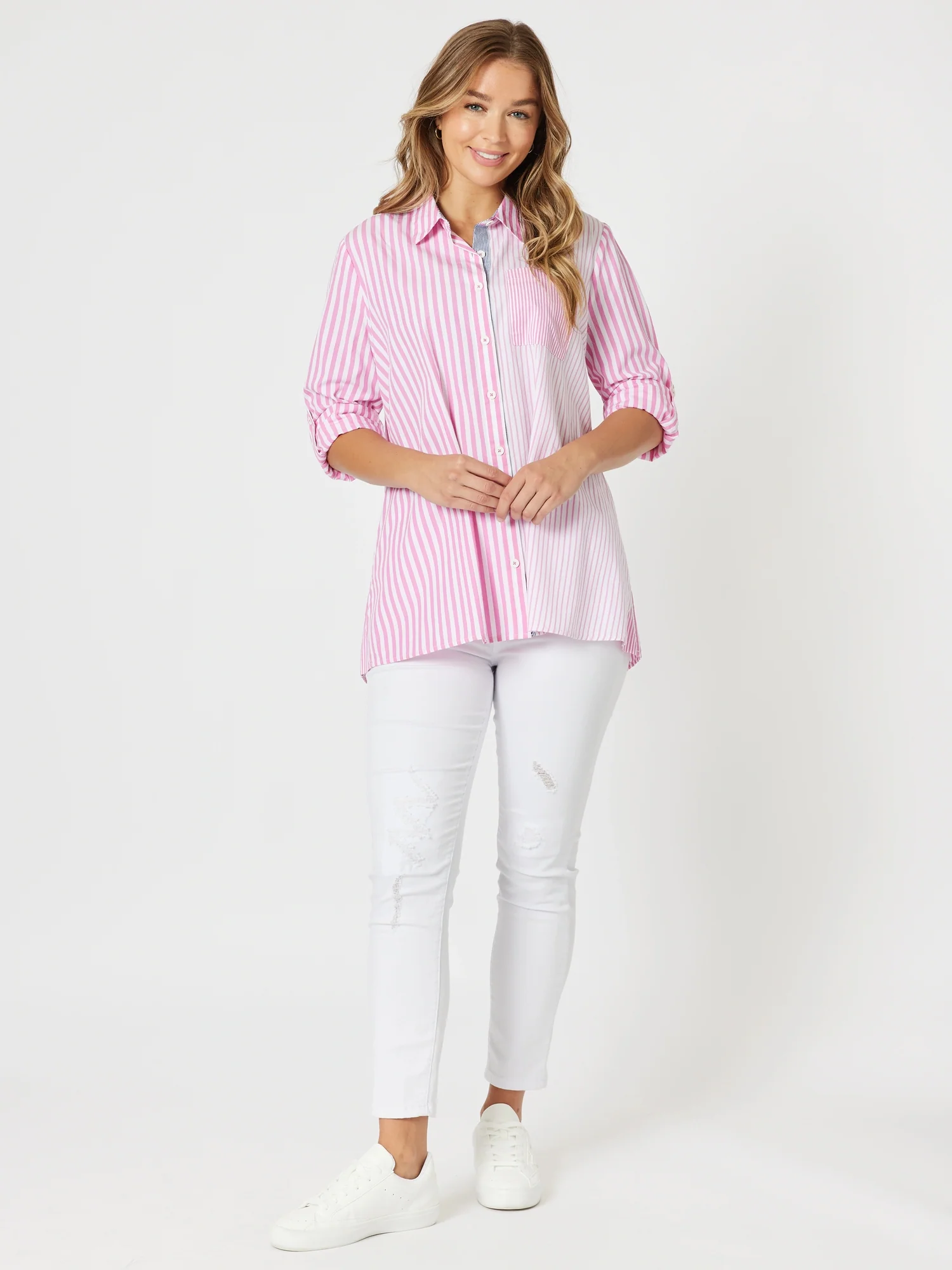 Skyler Stripe Shirt - Pink White