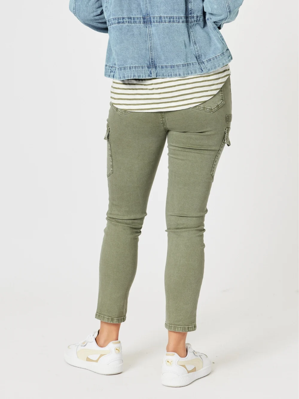 Paige Cargo Slim Leg Jean - Washed Khaki