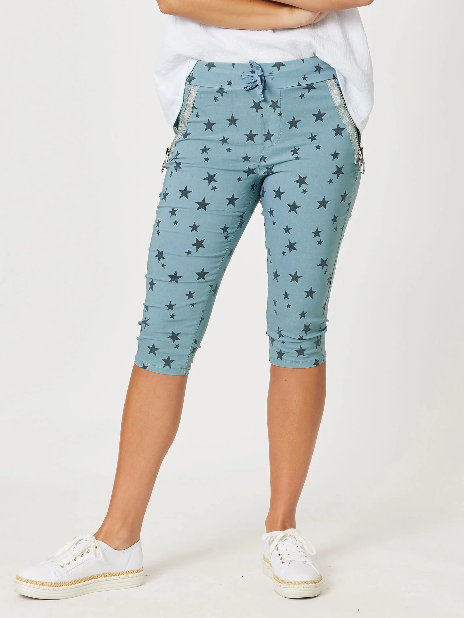 Crushed Star Print Shorts - Lagoon