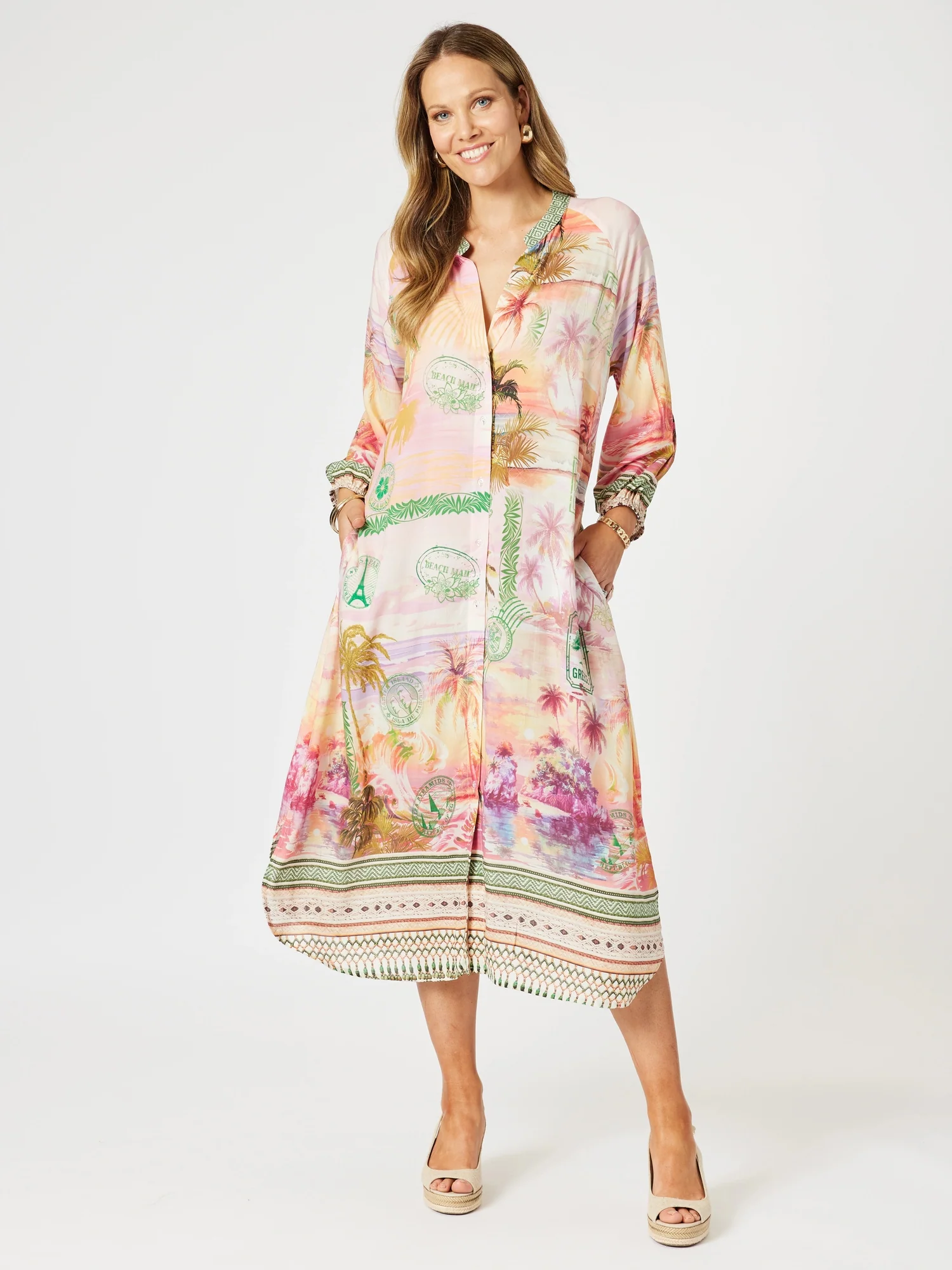 Passport Print Dress - Sunset Multi