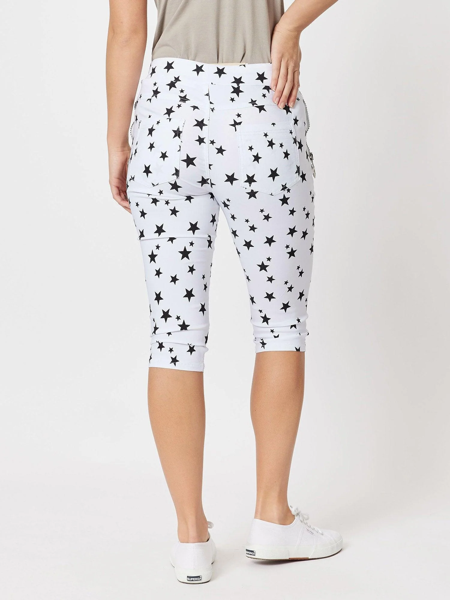 Crushed Star Print Shorts - White