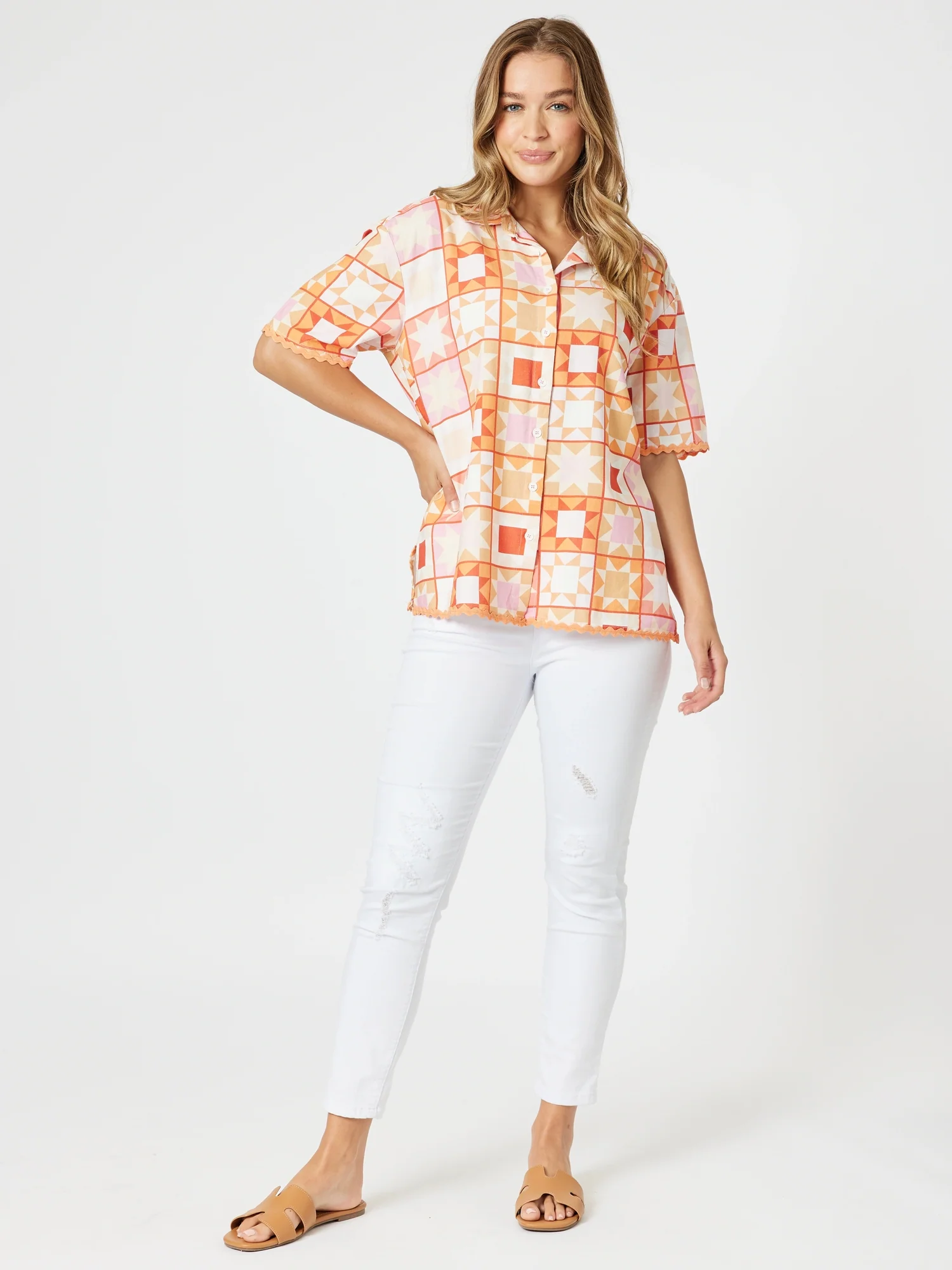 LA Distressed Pull On Stretch Denim Jean - White