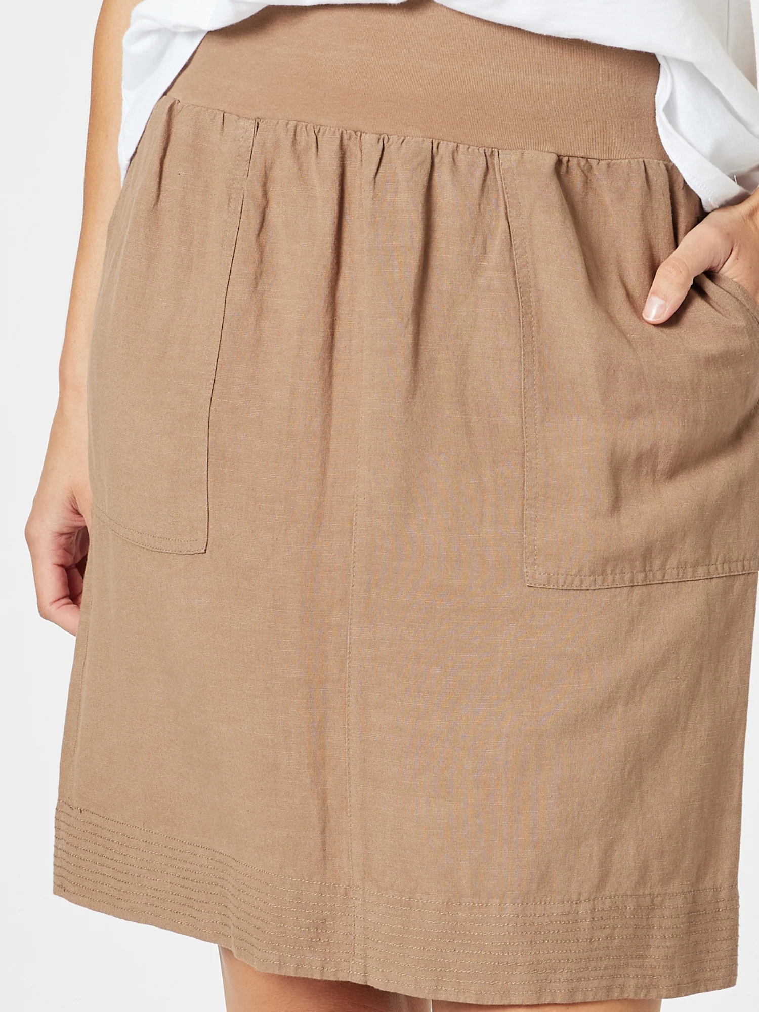 Lino Stitch Hem Detail  Skirt - Nutmeg