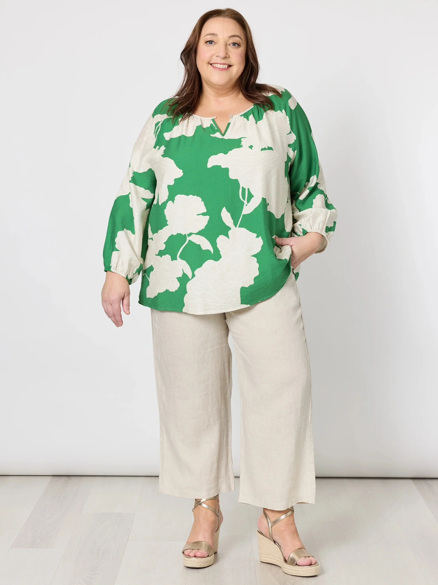 Lara Linen Wide Leg Pant - Natural