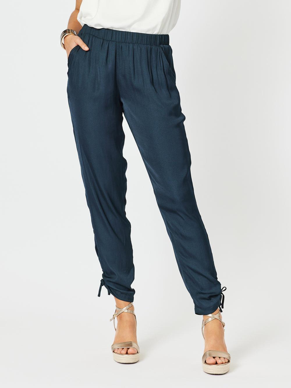 Lux Ruche Tie Pant - Navy