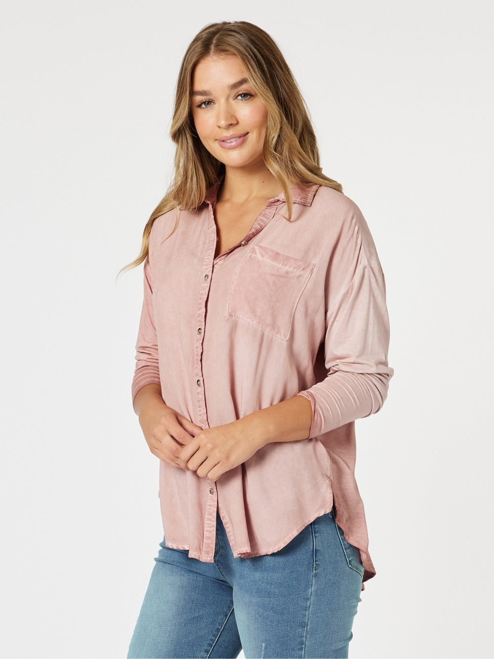 Paige Garment Washed Shirt - Washed Pink
