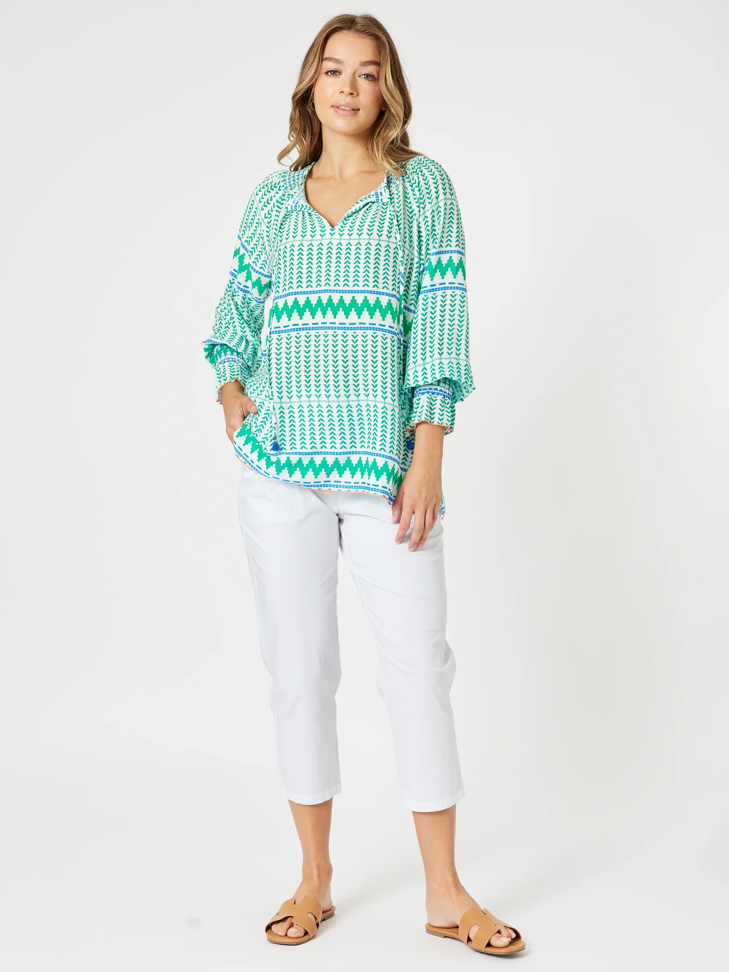 Geo Print Top - Elm Multi