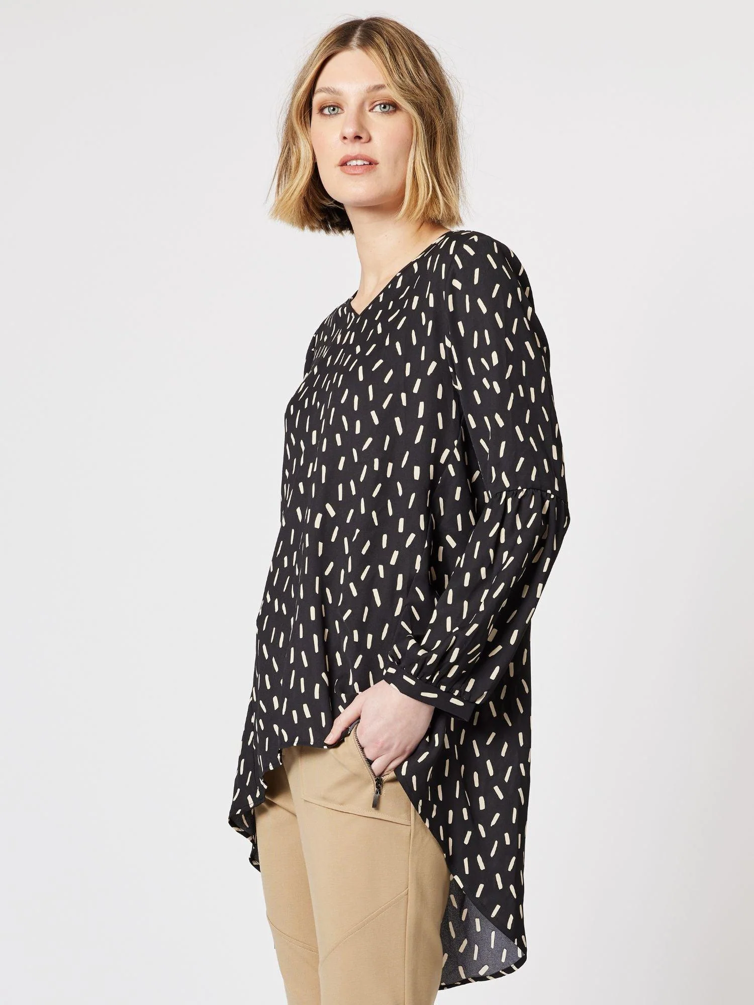 Kimmy Print Top - Black