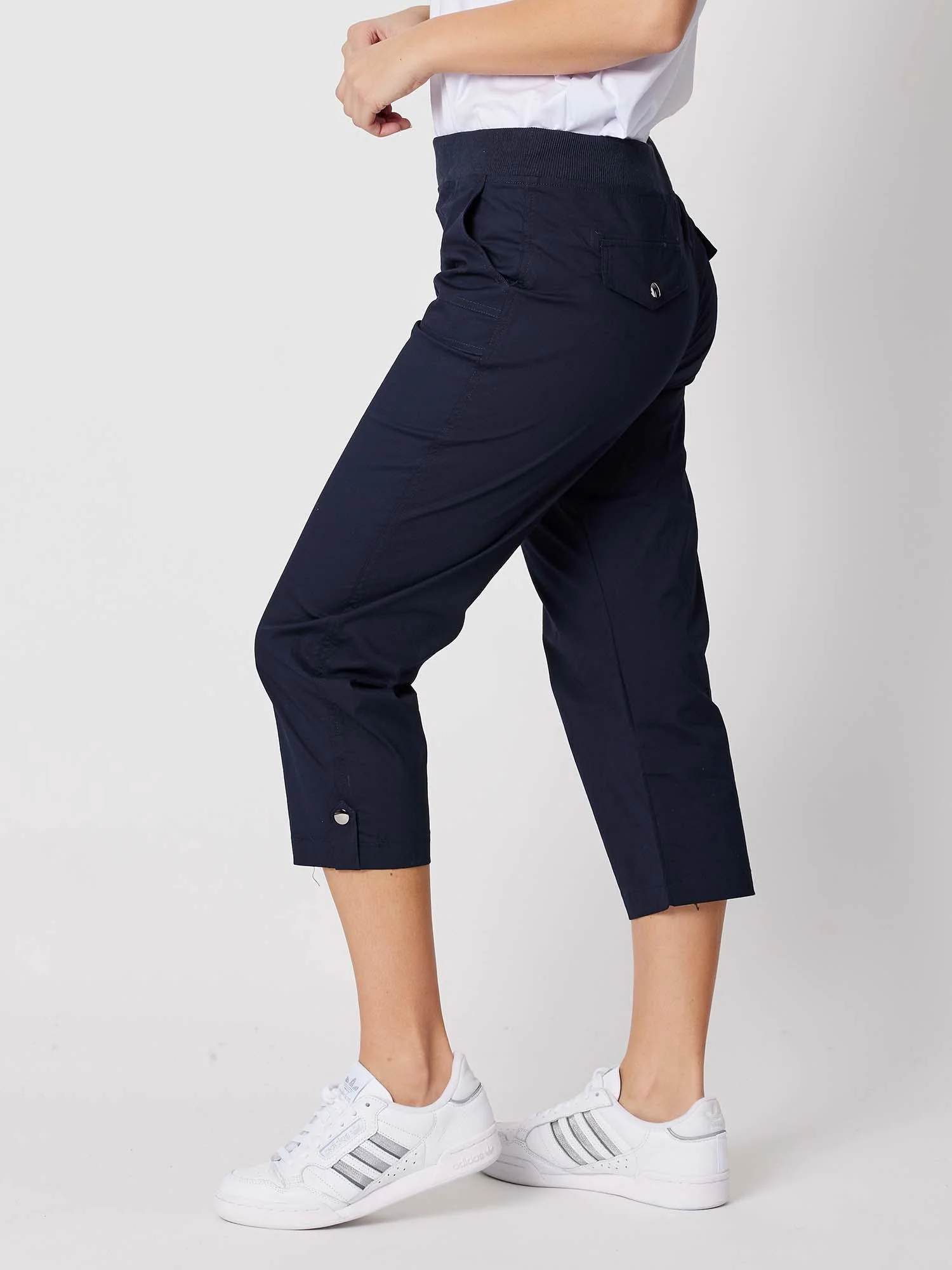 Santorini Cropped Cotton Pant - Navy