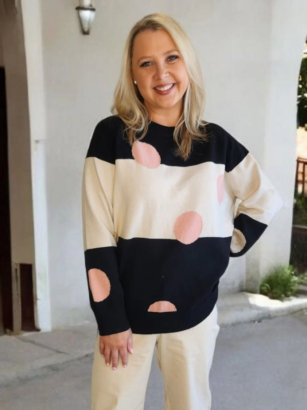 Moonlight Spot Print Knit - Black/Natural