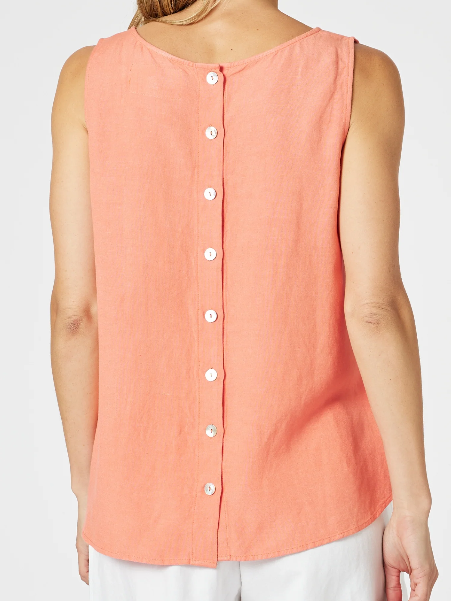 The Lino Button Back Cami - Papaya