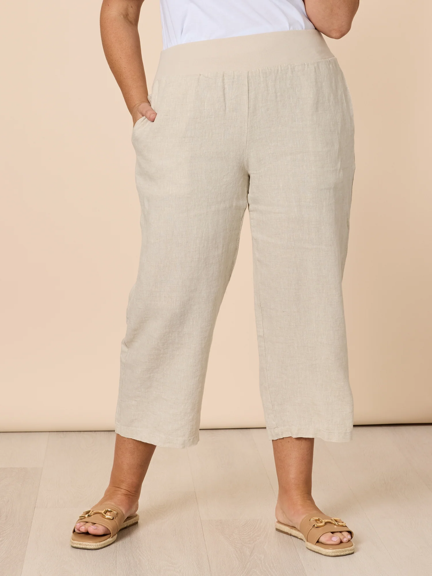 Lara Linen Wide Leg Pant - Natural