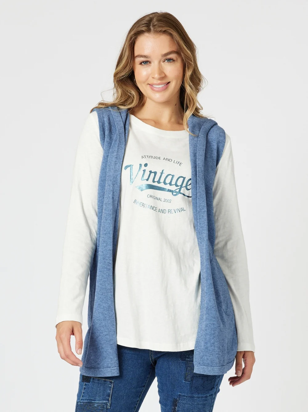 Ollie Side Button Vest - Indigo