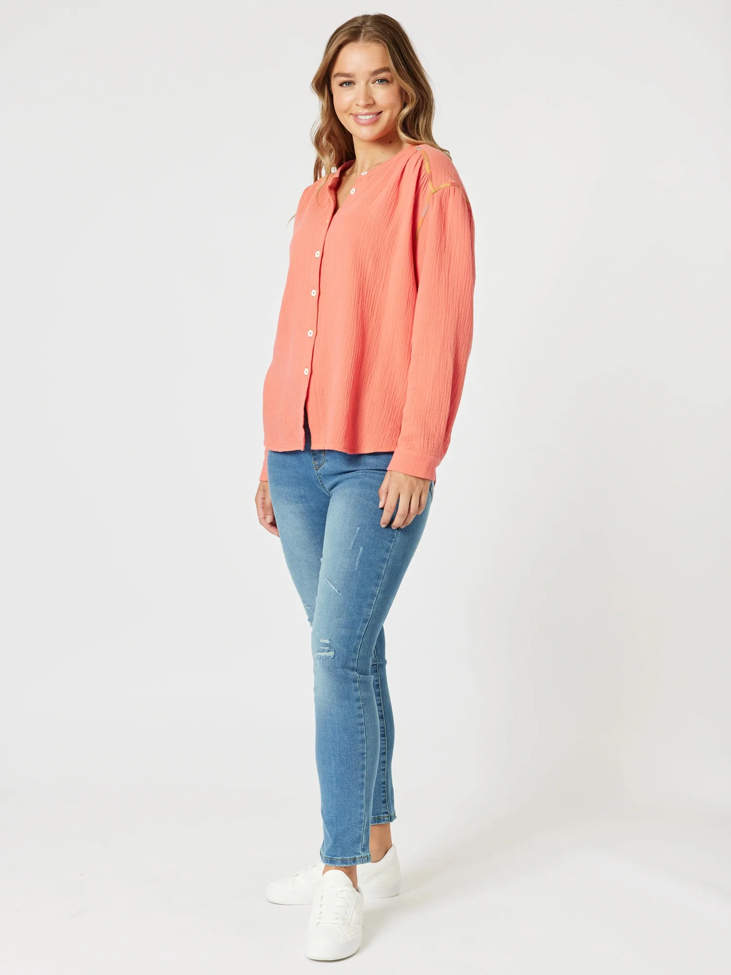 Rainbow Stitch Top - Mango