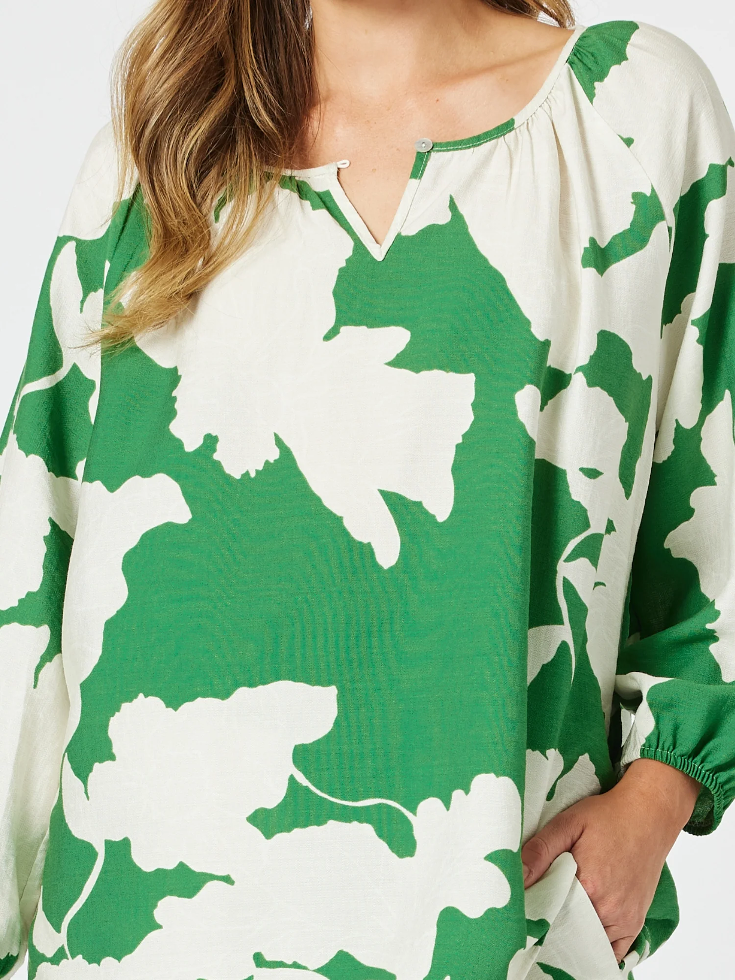 Barcelona Floral Print Top - Elm Natural