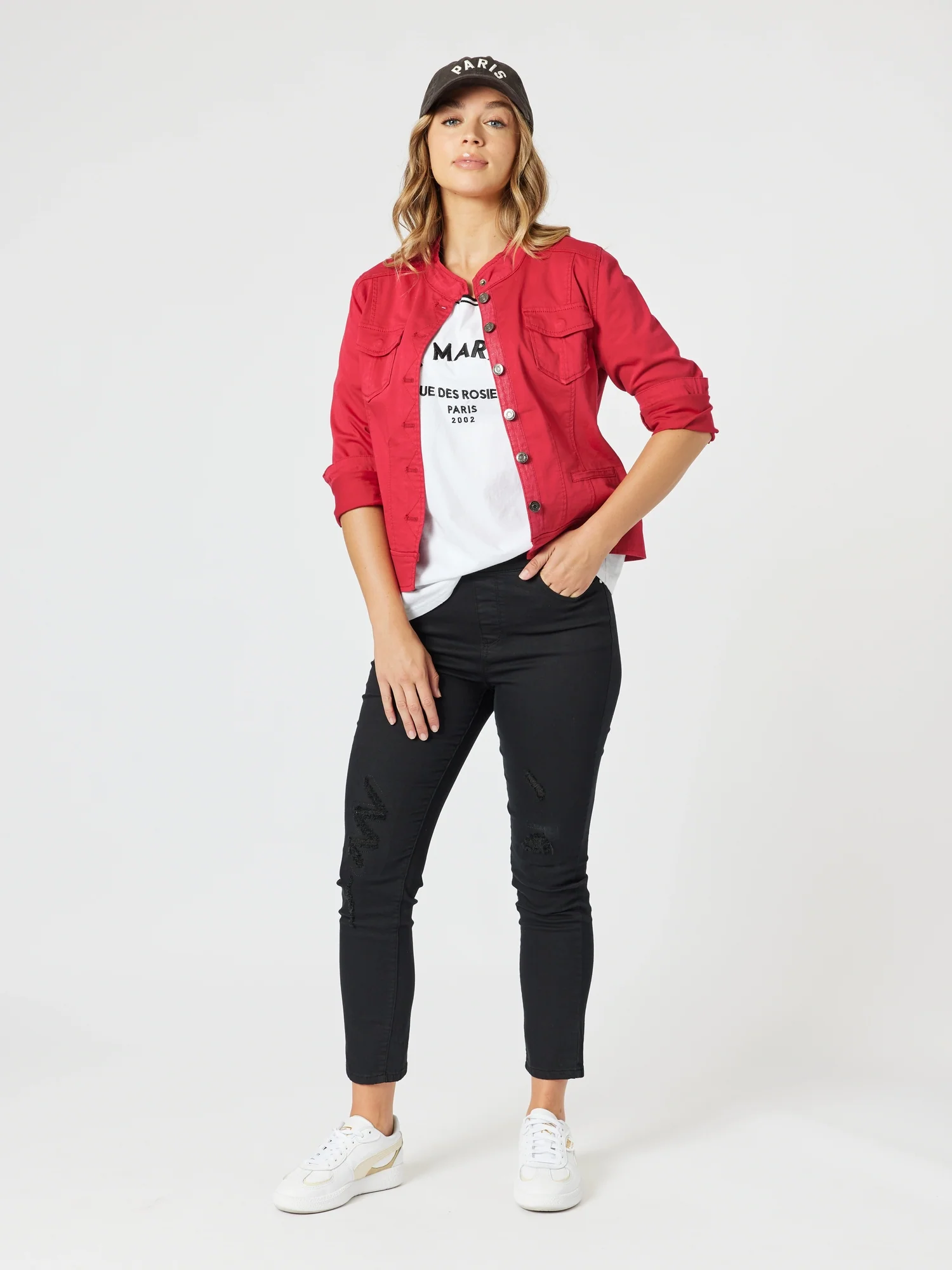 Maggie Denim Jacket - Red