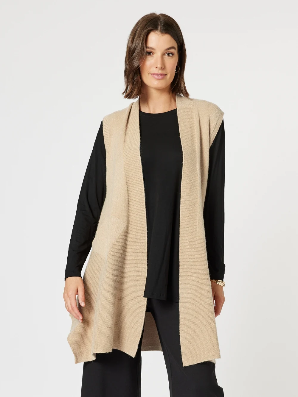 Casa Longline Knit Vest - Natural