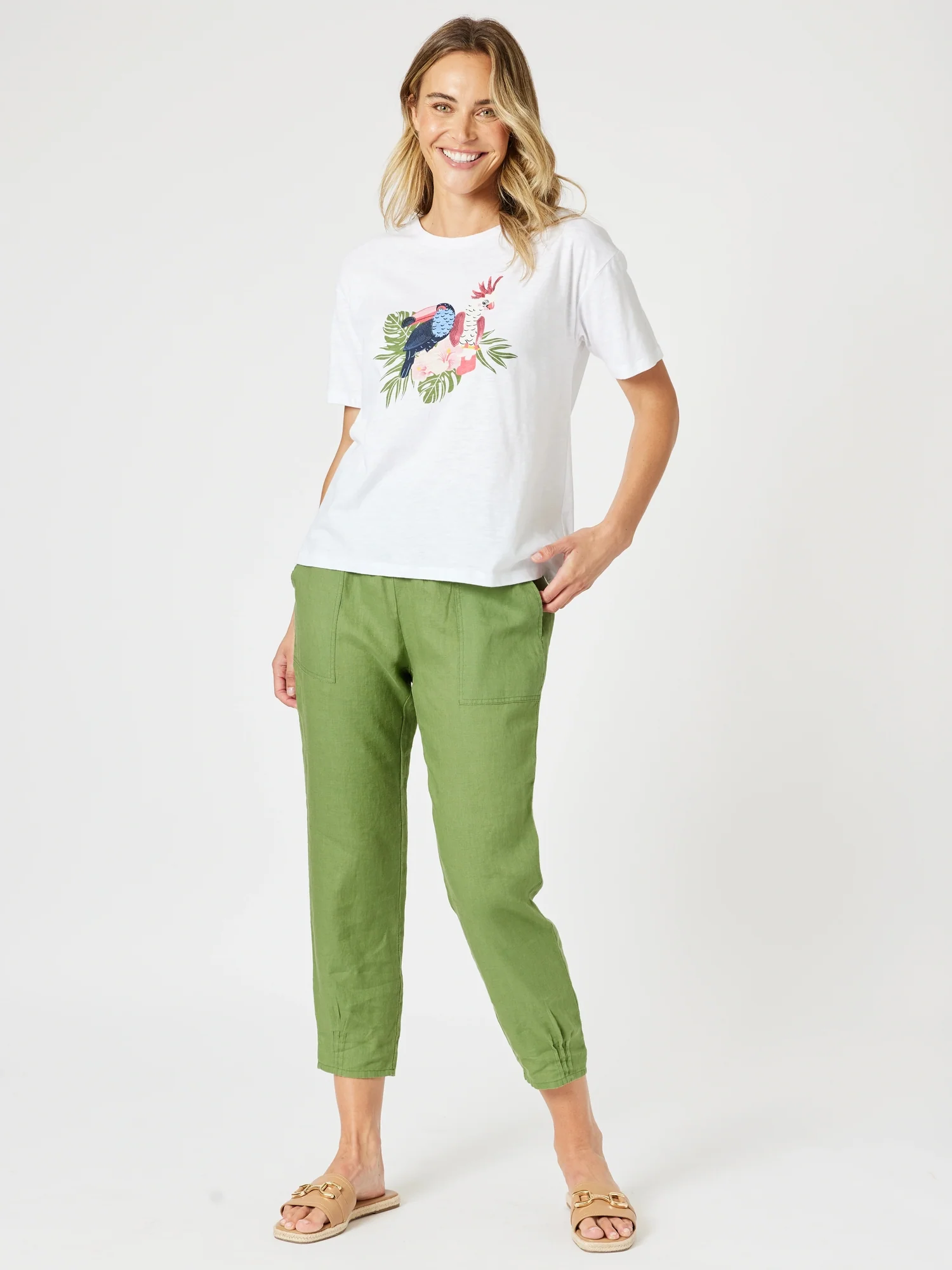 Aviary Sequin Print Tee - White