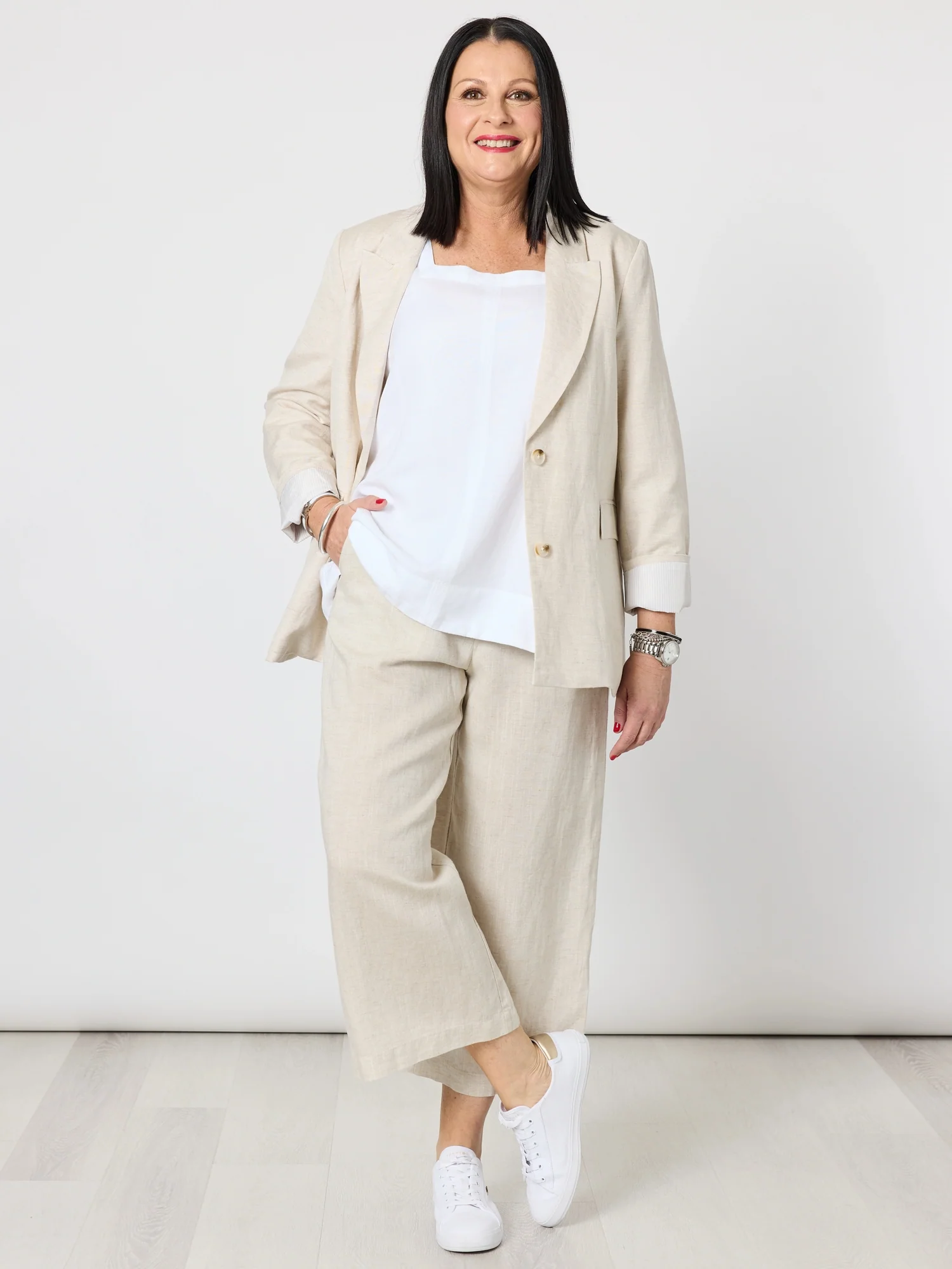 Lara Linen Wide Leg Pant - Natural