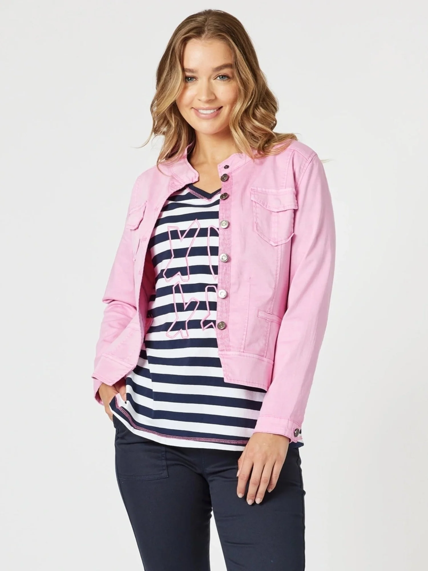 Maggie Denim Jacket - Flamingo