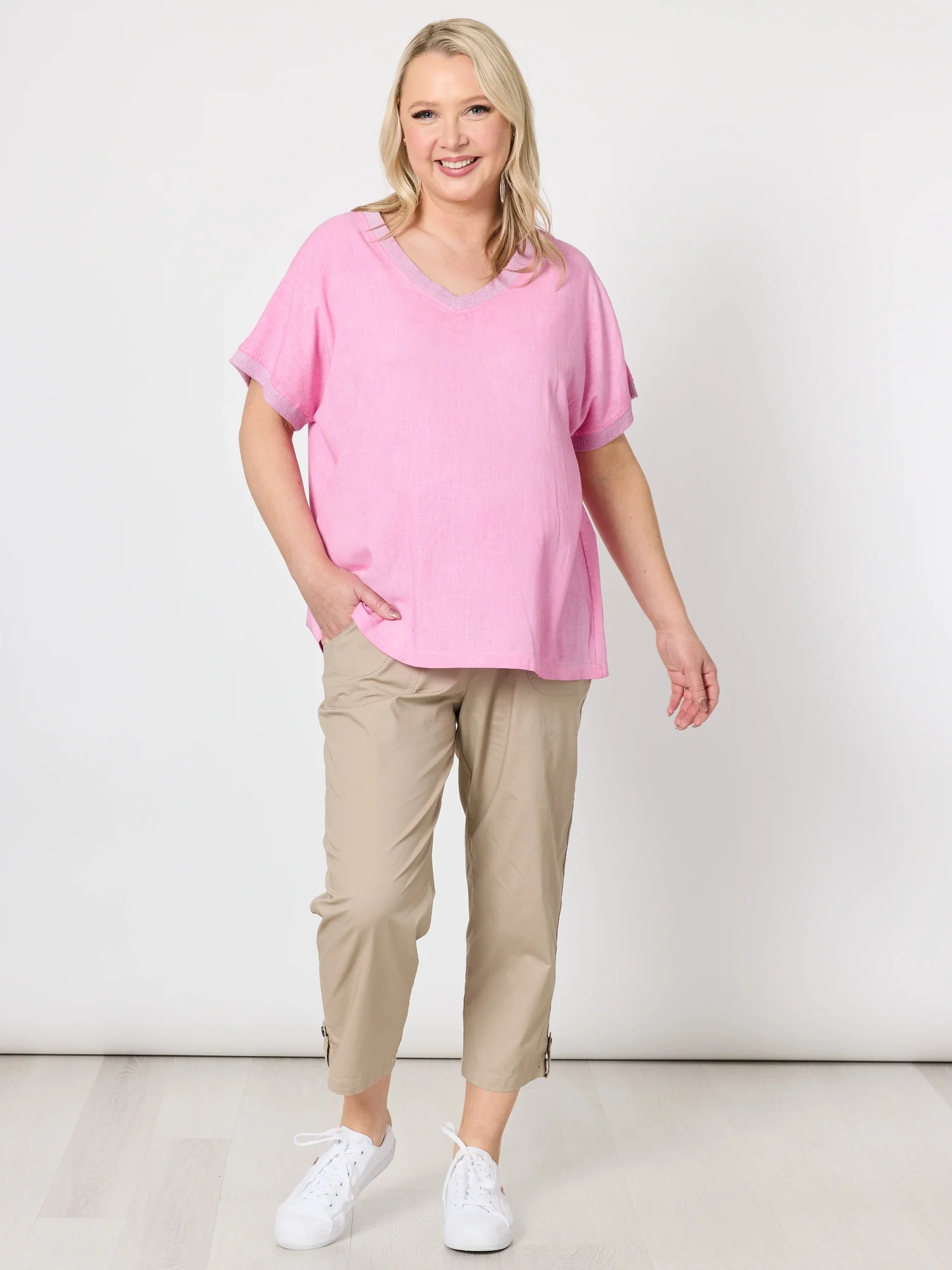 Santorini Cropped Cotton Pant - Natural