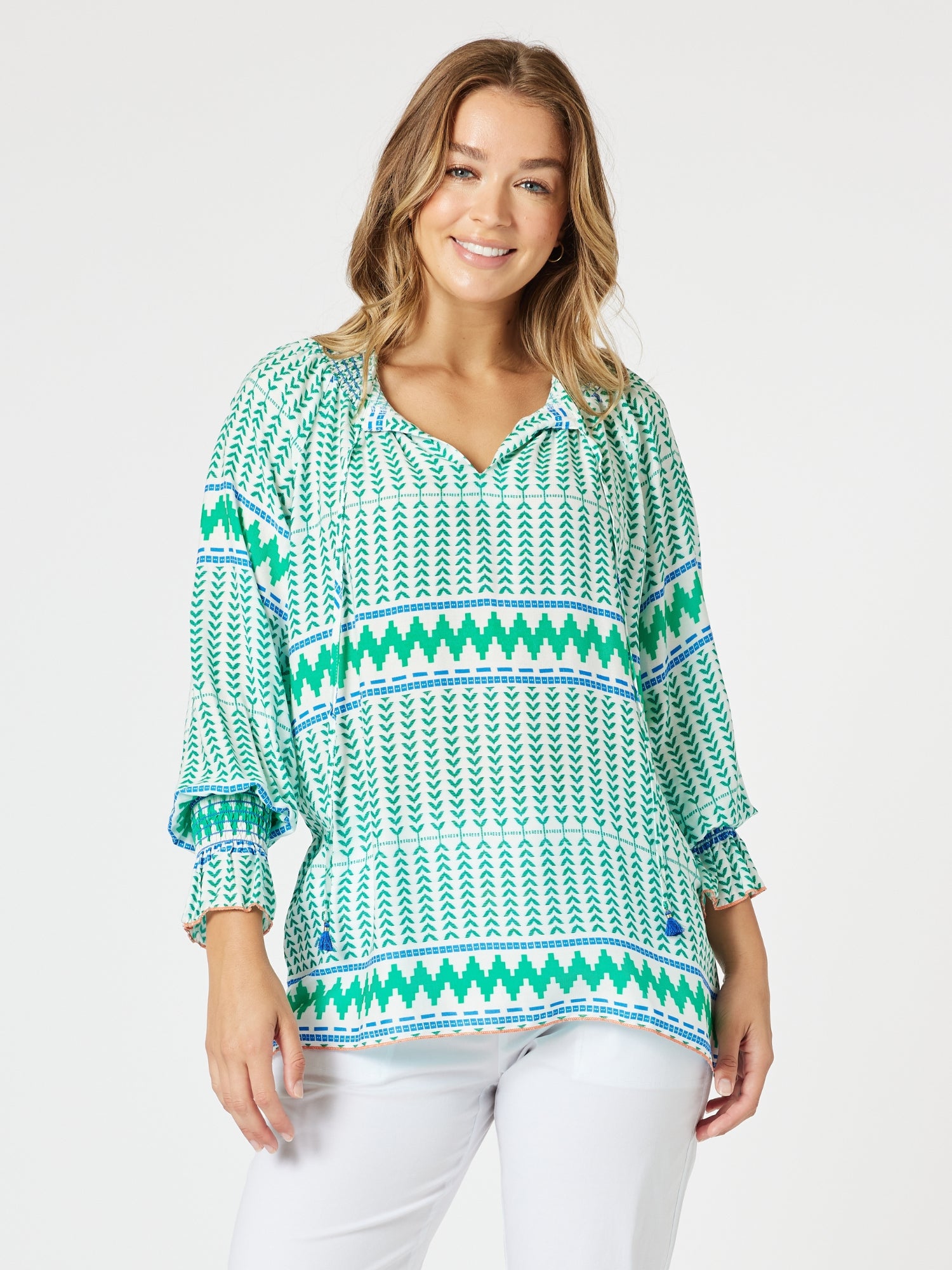 Geo Print Top - Elm Multi