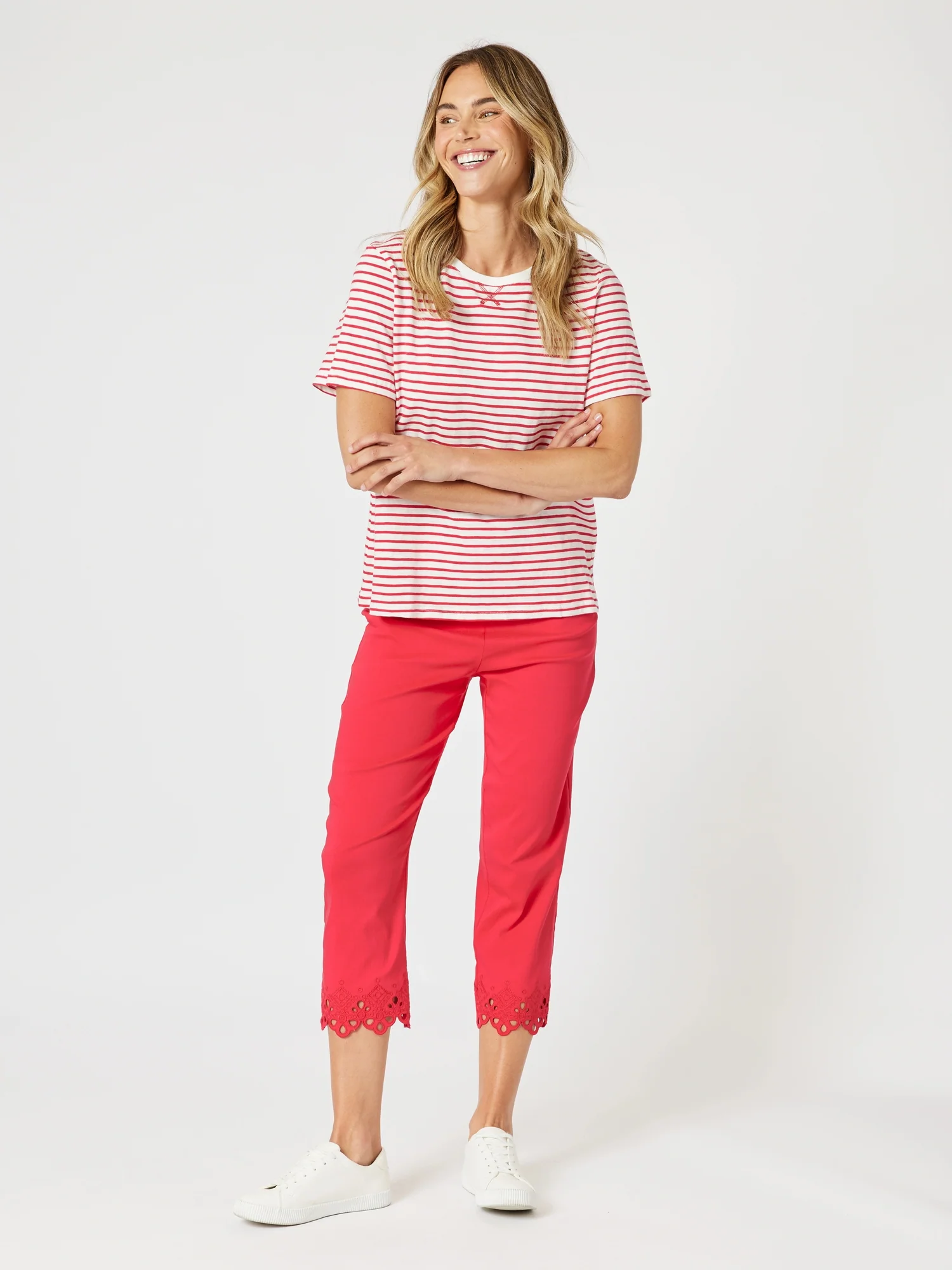 Fleur Embroidered Pant - Red