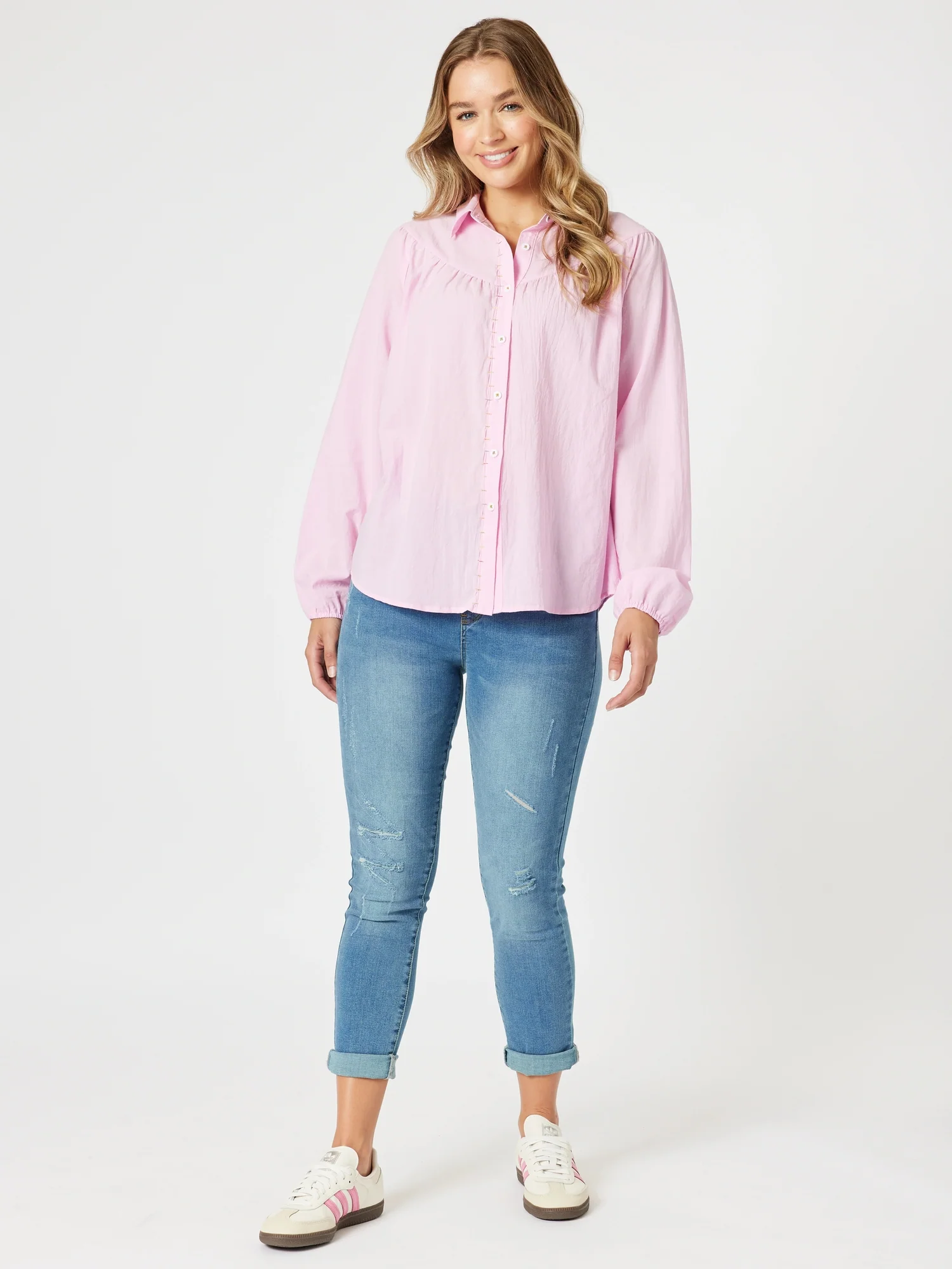 Crayon Stitch Shirt - Pink