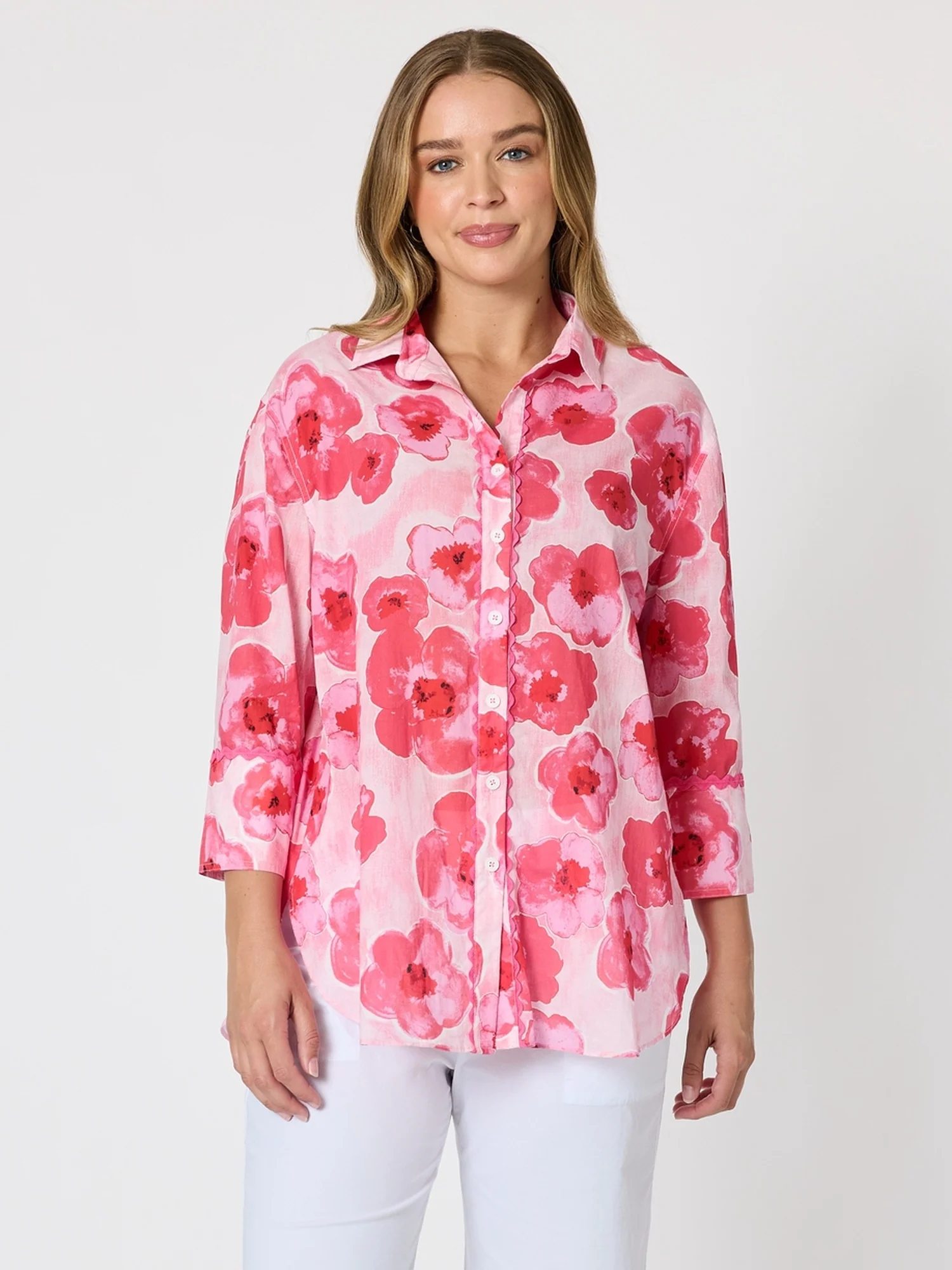 Pink Poppies Floral Print Shirt - Pink/Multi