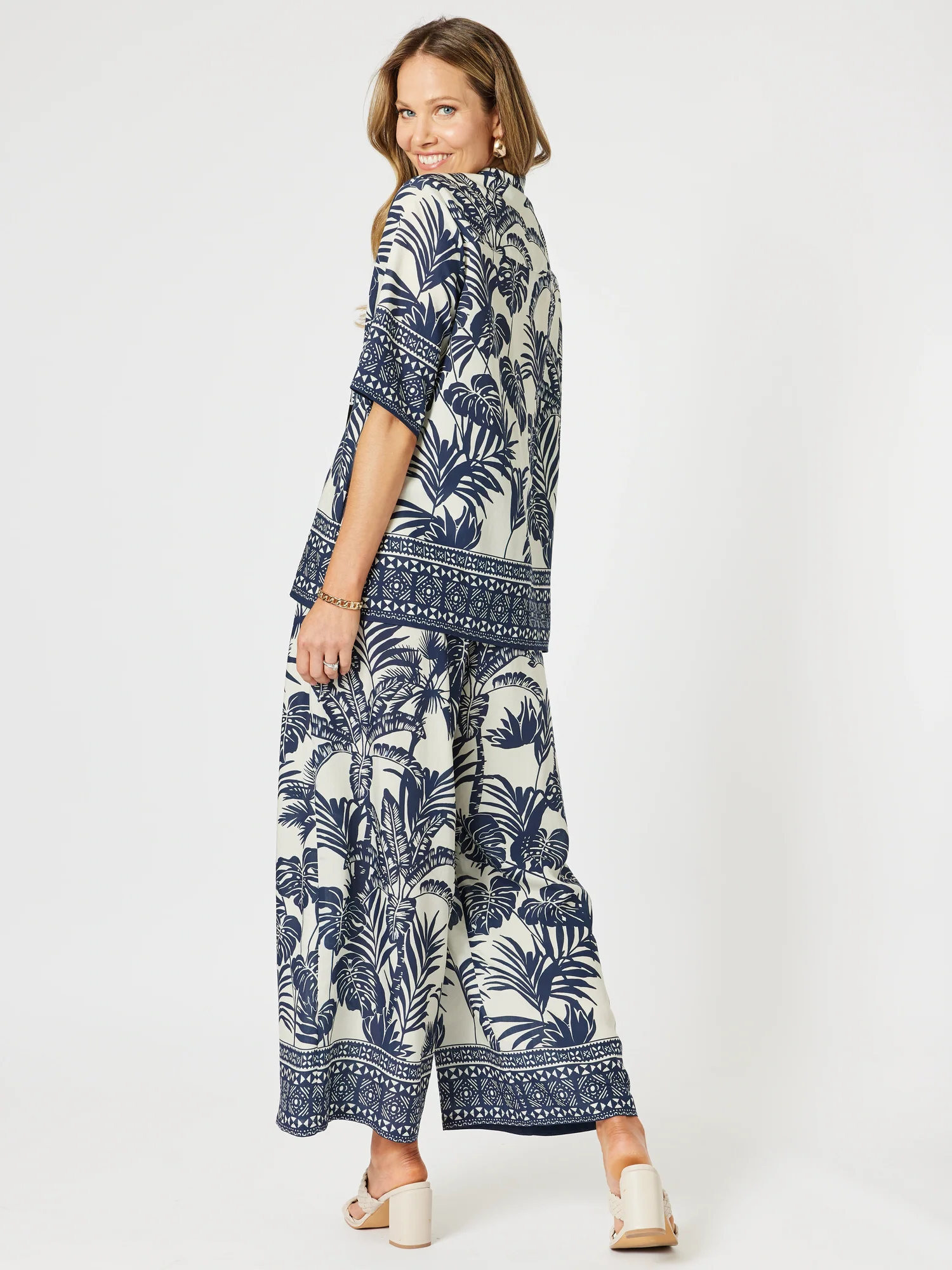 Palm Cove Print Shirt - Navy Multi