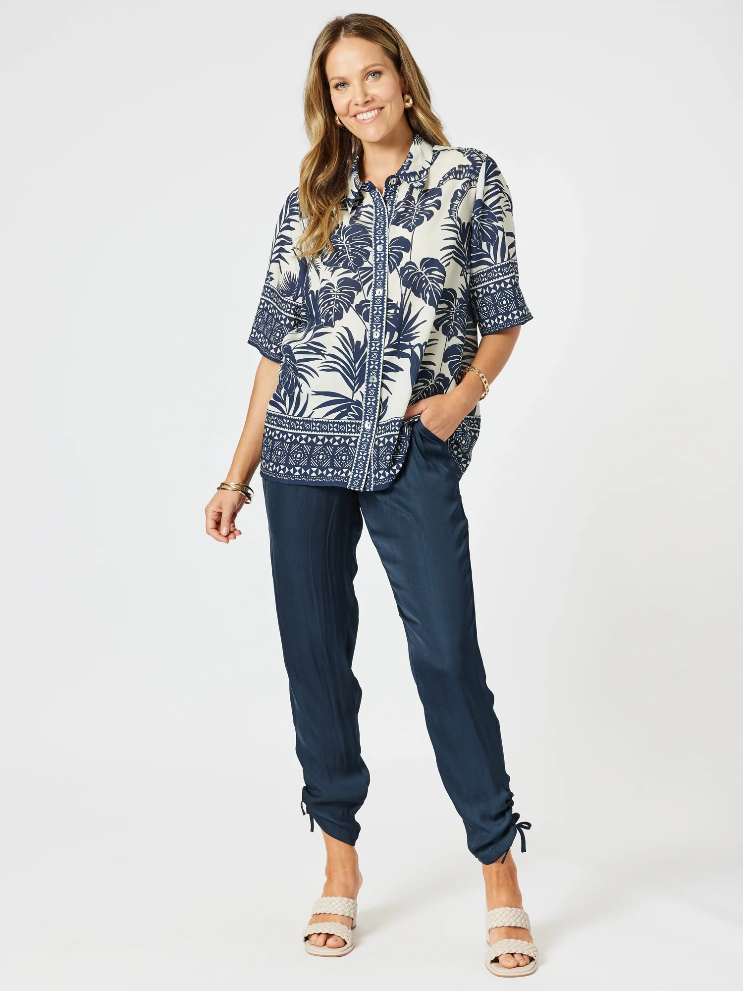 Palm Cove Print Shirt - Navy Multi
