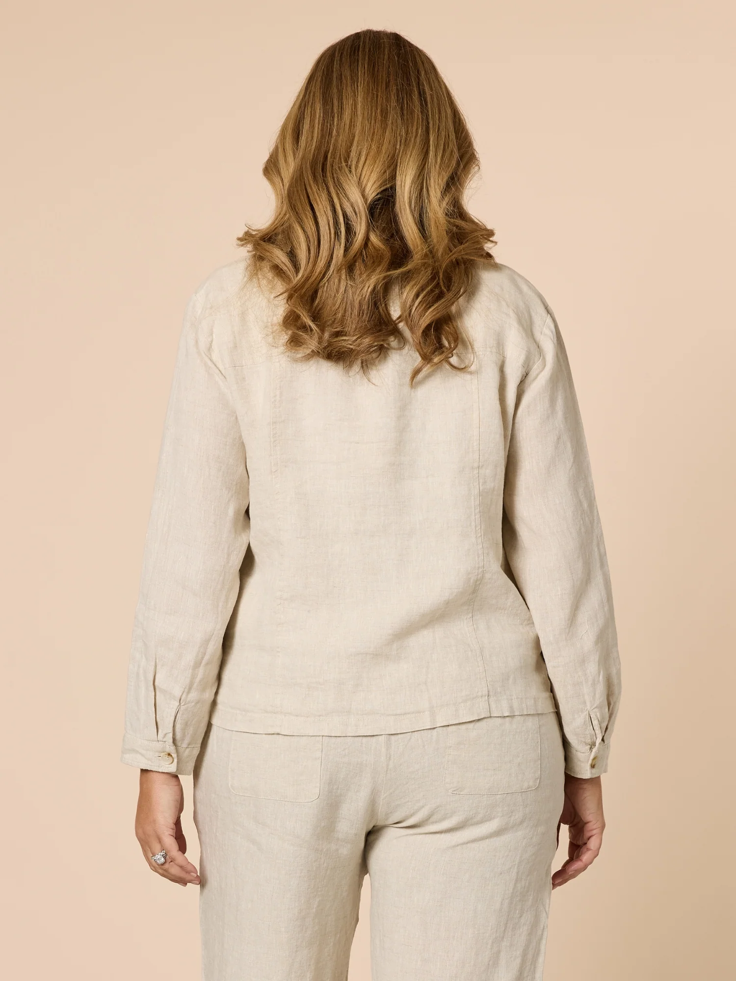 Danielle Linen Cropped Blazer - Natural