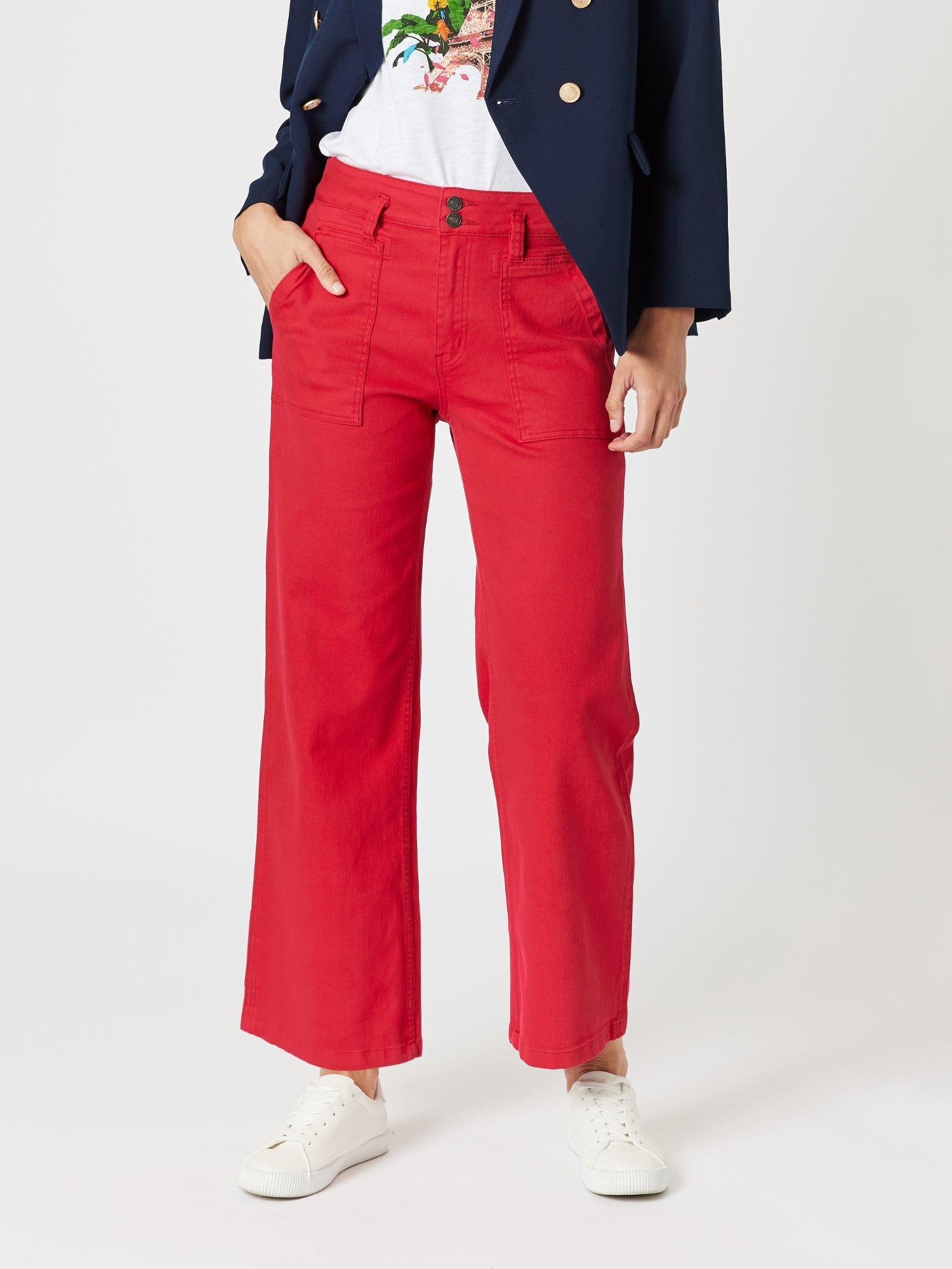 Hudson High Rise Wide Leg Jean - Red