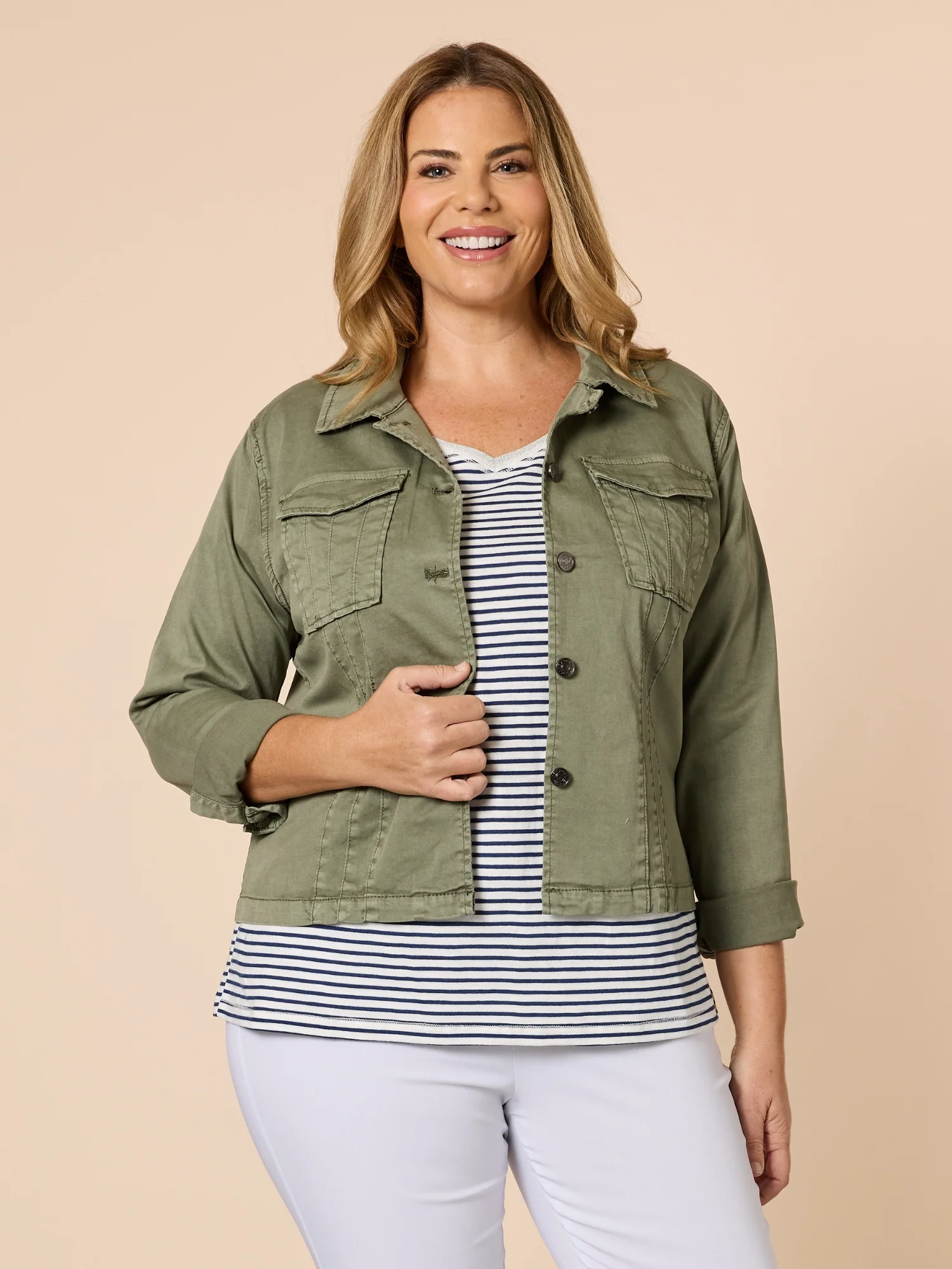 Retro Denim Jacket - Washed Khaki