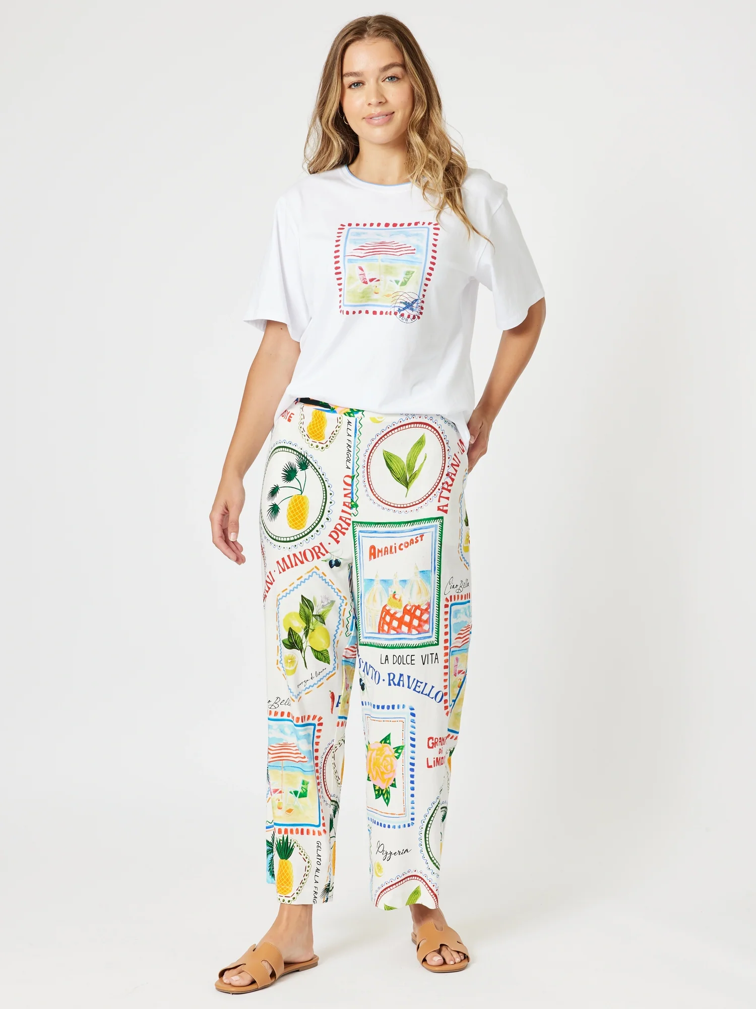 Amalfi Print Tee - White