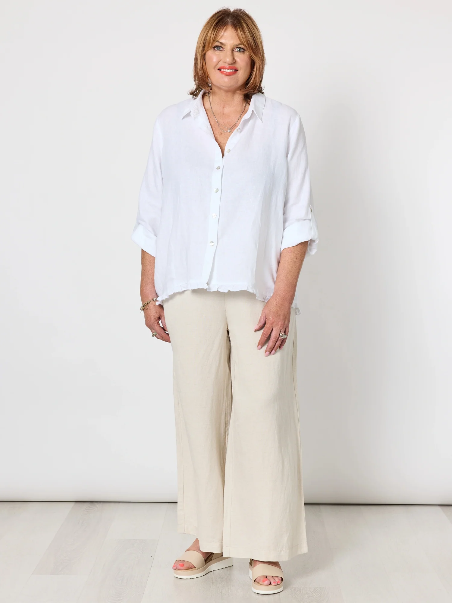 Lino Wide Leg Pant - Natural