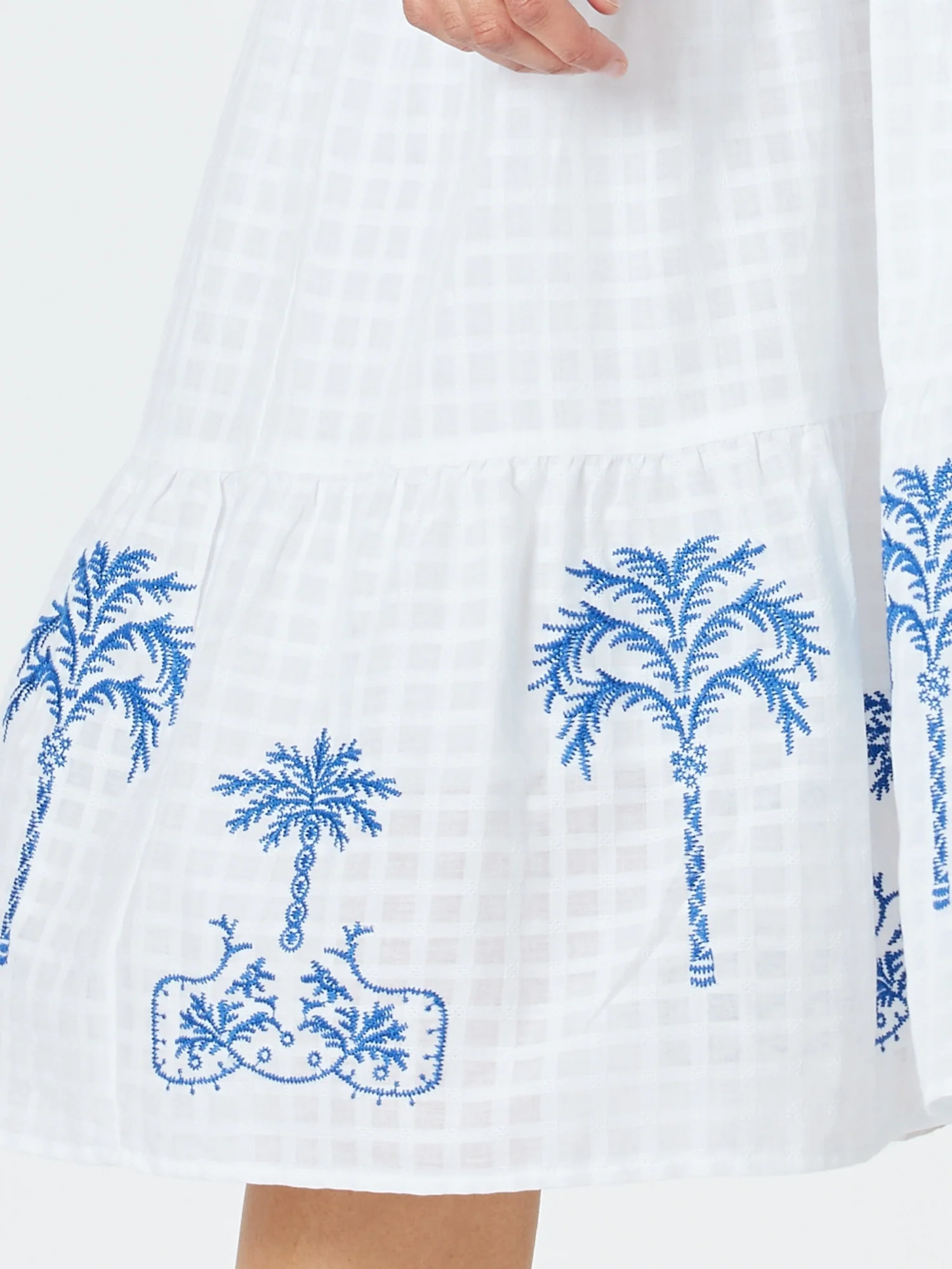 Mykonos Embroidered Dress - White/Blue