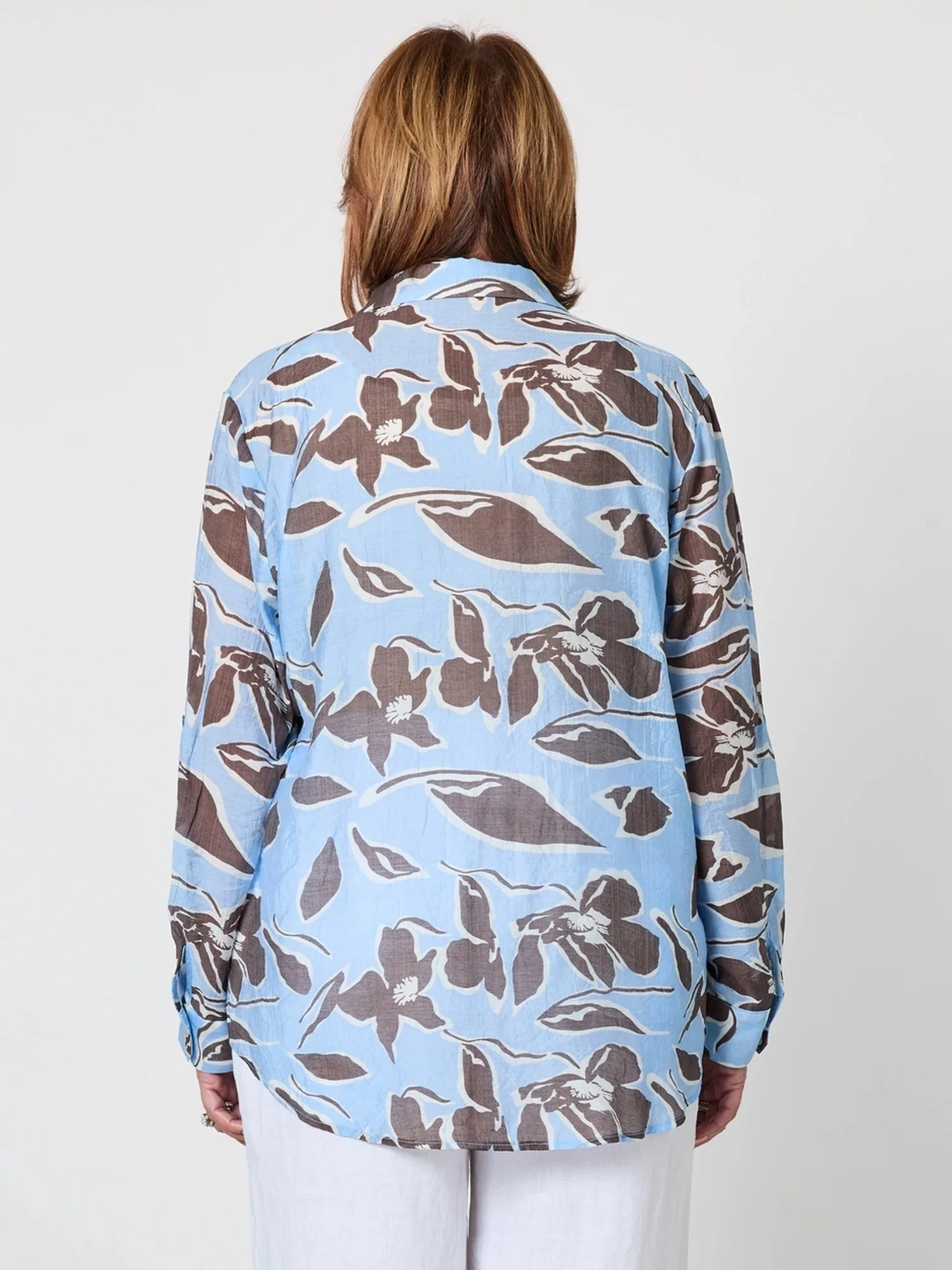 Kensington Floral Print Sheer Shirt - Blue Koko