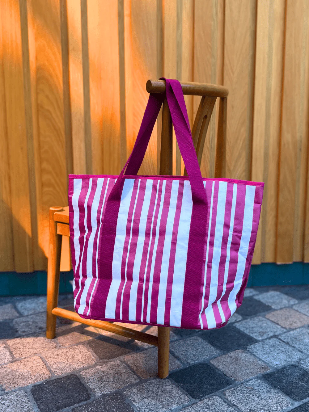 Sabbia Beach Bag Large - Pink Stripe